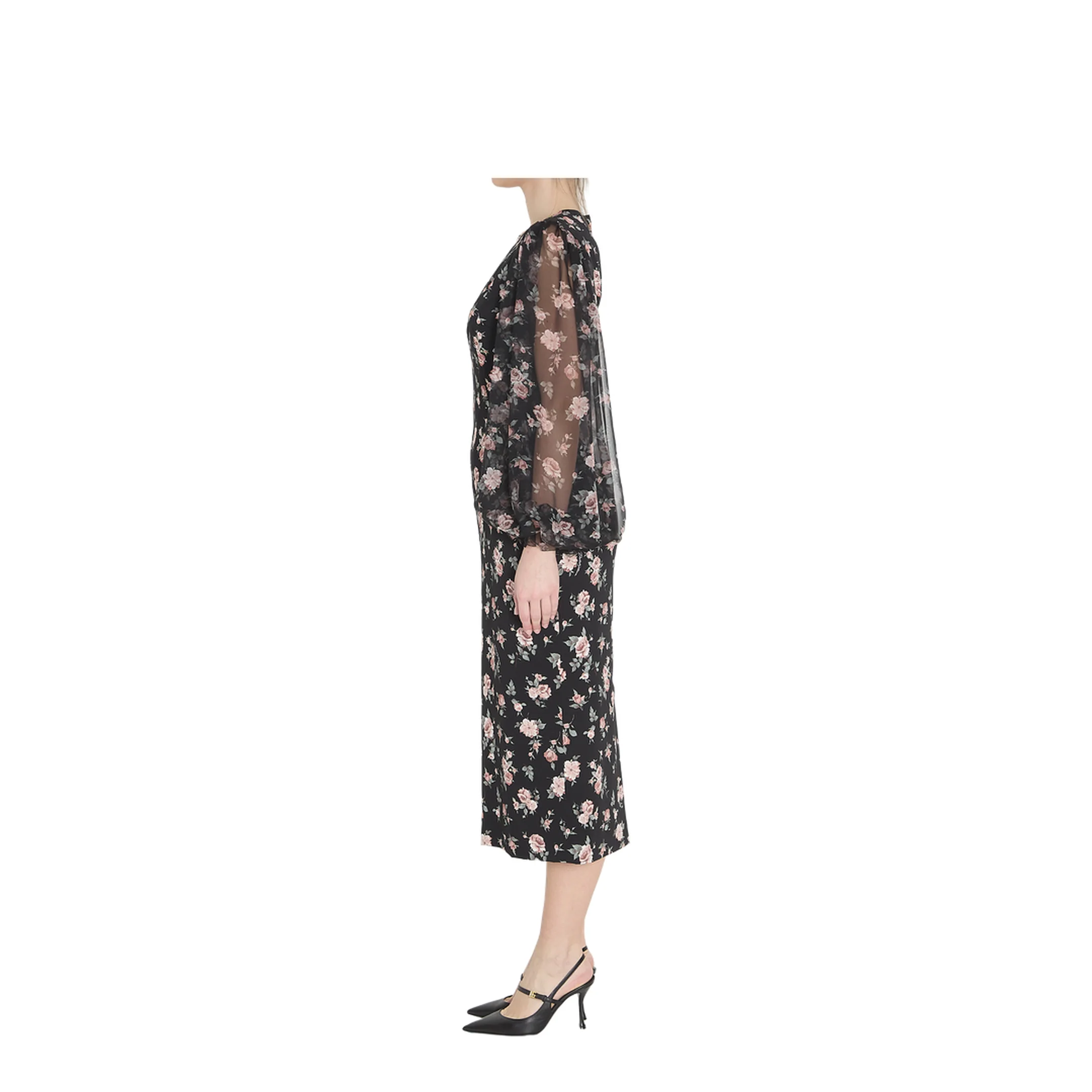 Vintage Roses-Print Charmeuse Dress - Image 3