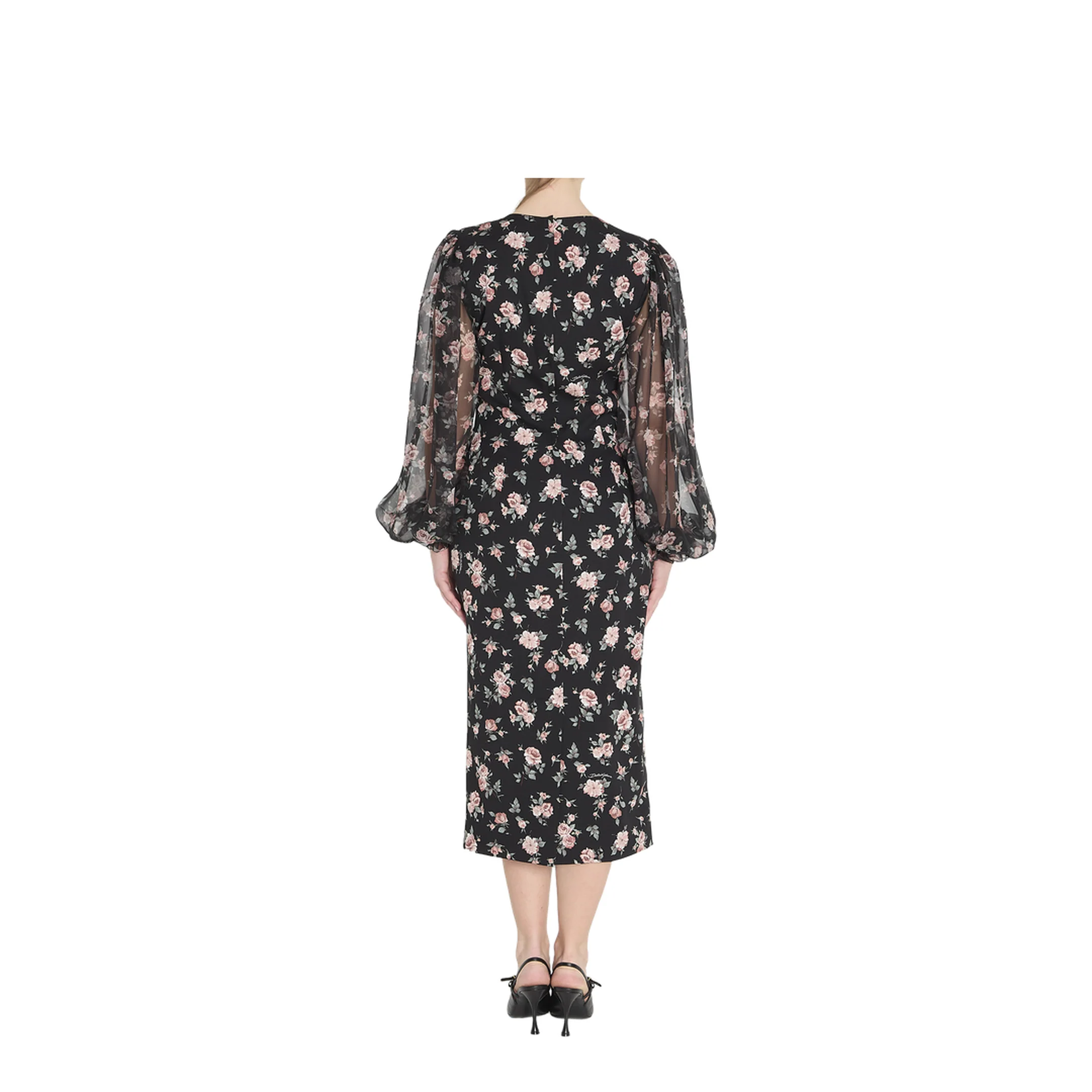 Vintage Roses-Print Charmeuse Dress - Image 4