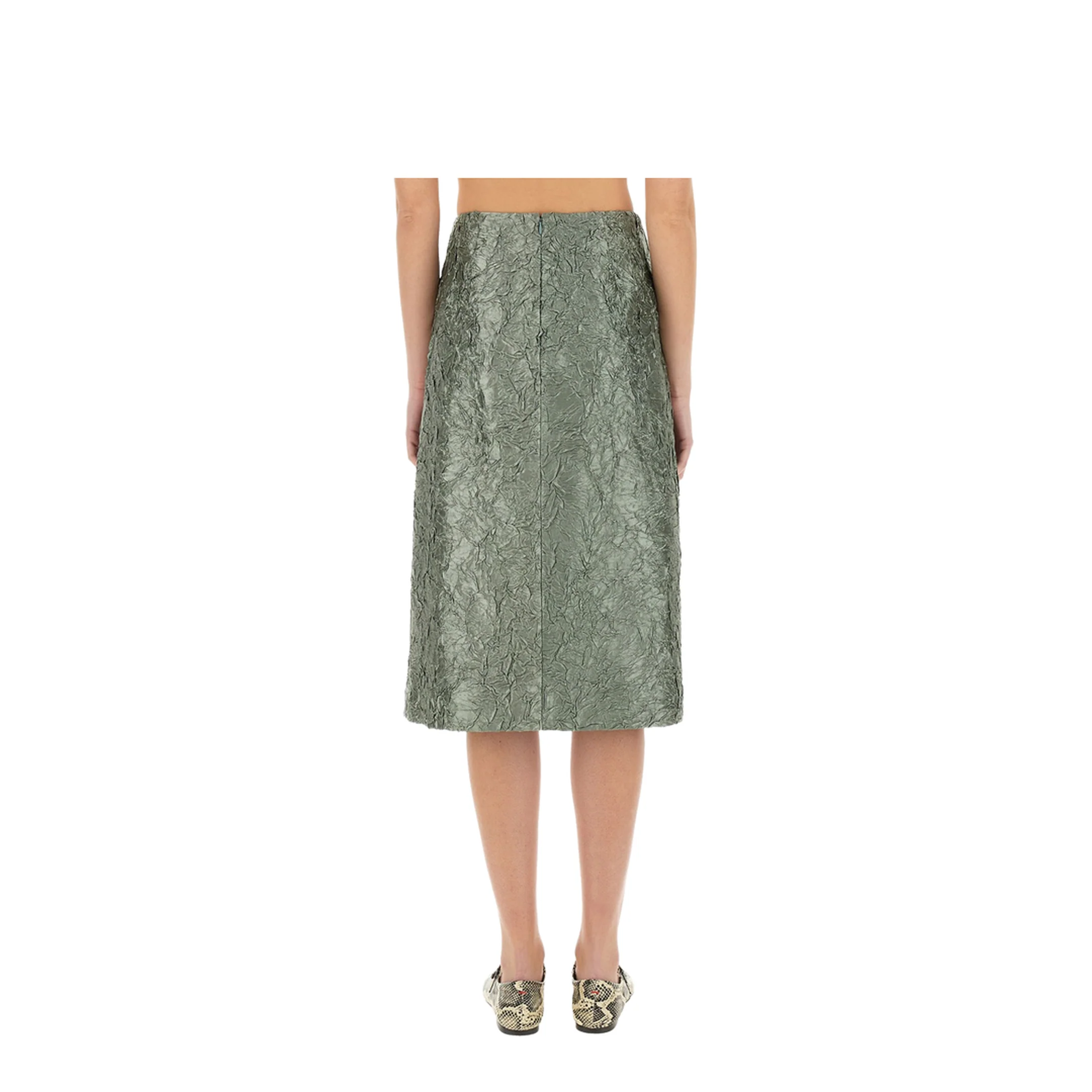 Ruched Satin Midi Skirt - Image 3