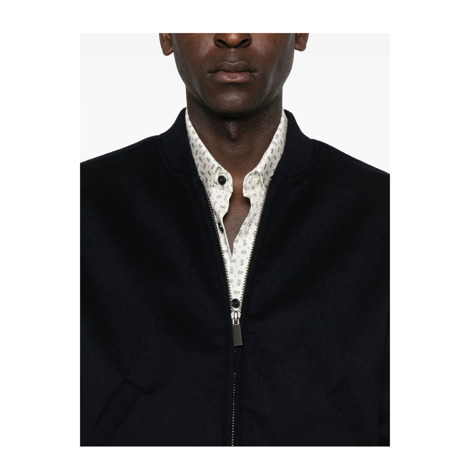 Black Ribbed Hem and Cuffs Zip Fastening Jacket - Image 2