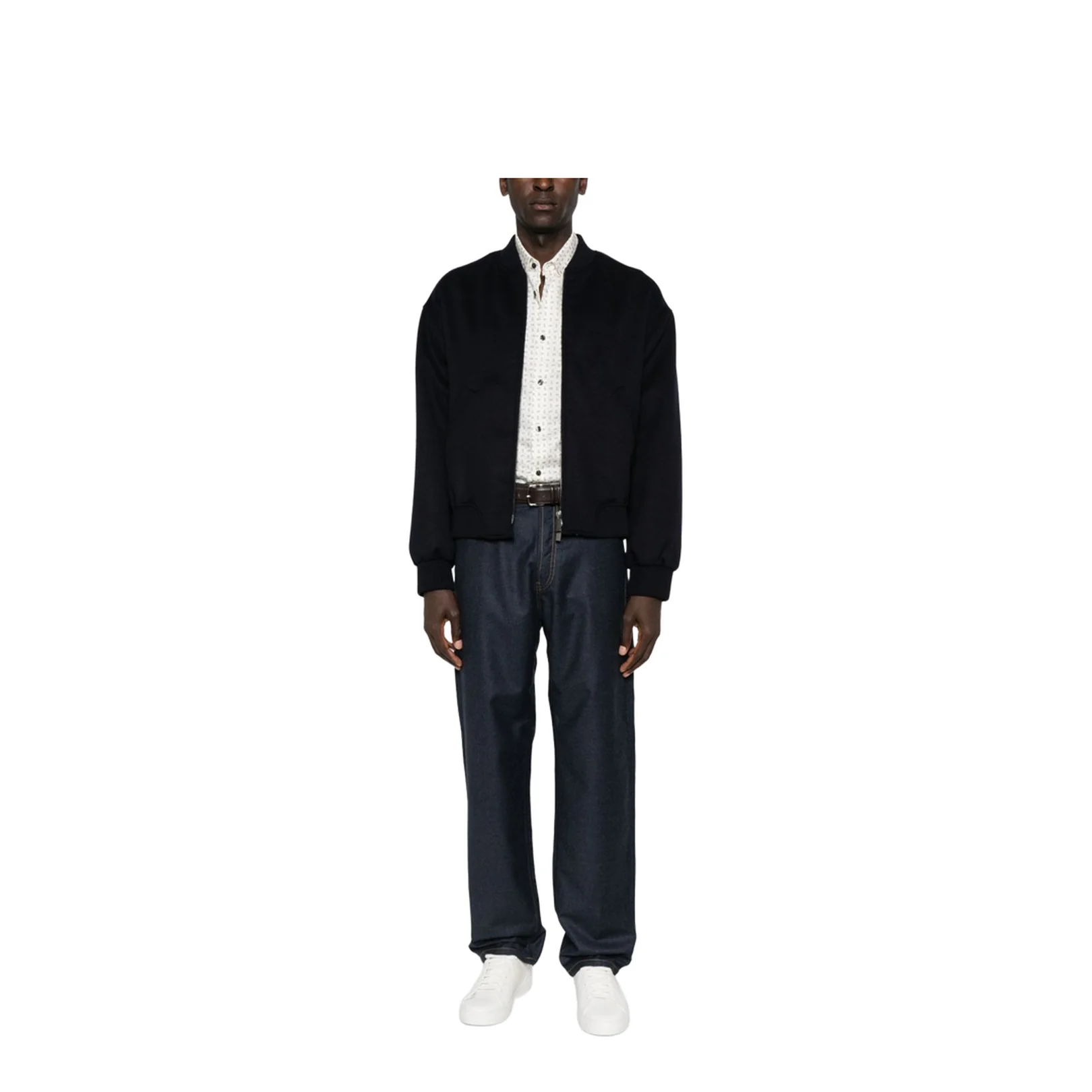 Black Ribbed Hem and Cuffs Zip Fastening Jacket - Image 3