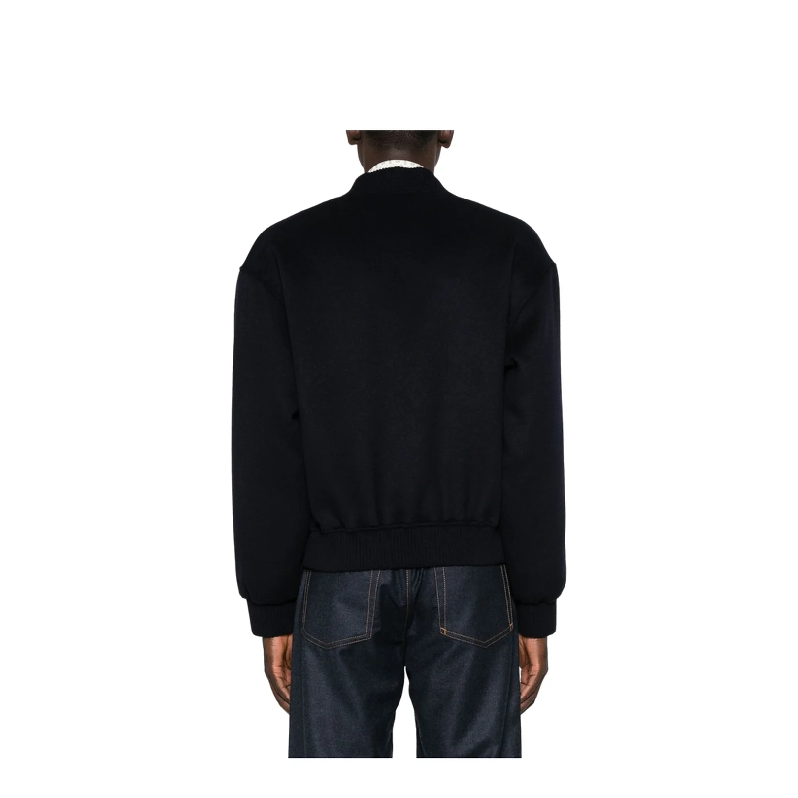 Black Ribbed Hem and Cuffs Zip Fastening Jacket - Image 5