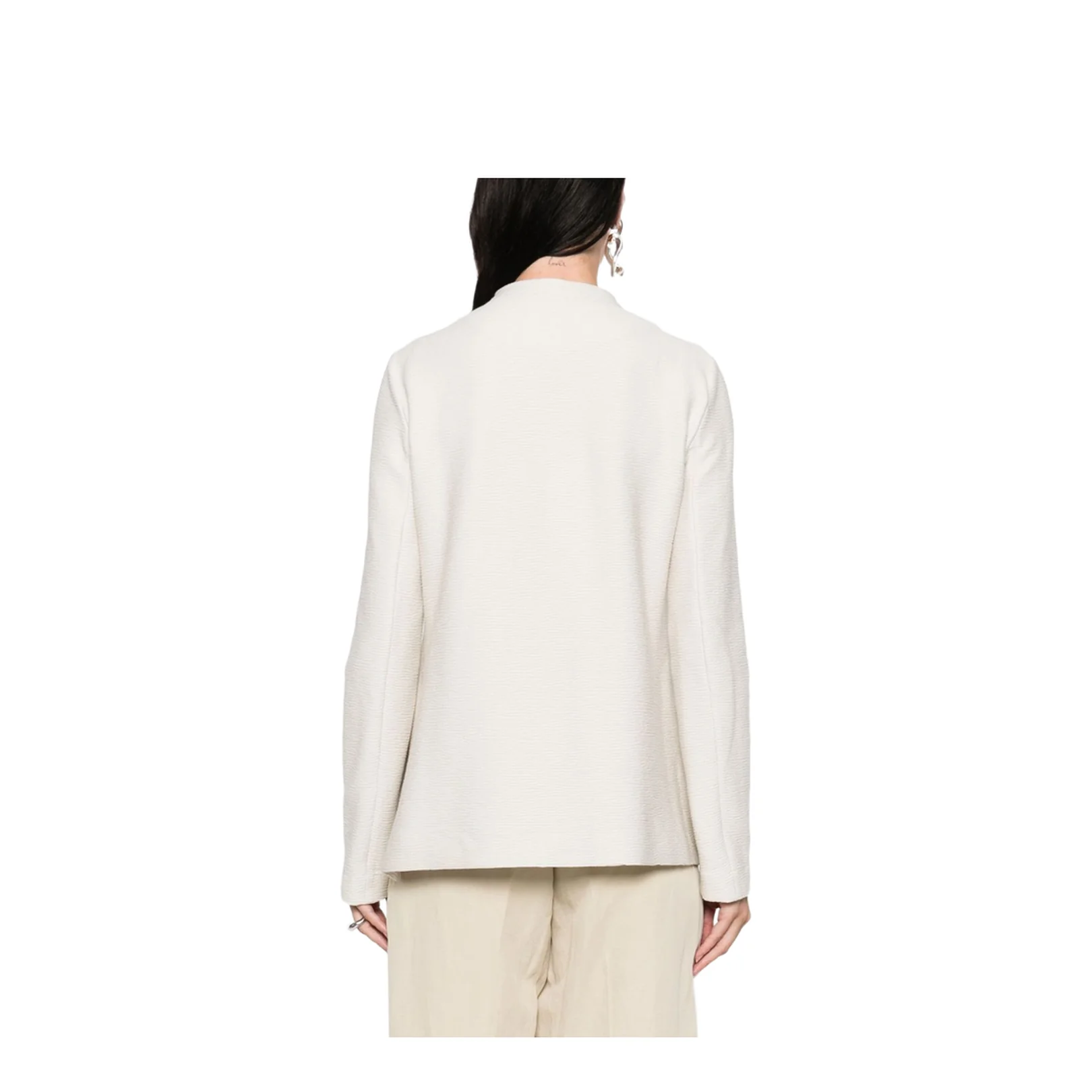 Ivory Button Fastening Round Neck Long Sleeves - Image 2