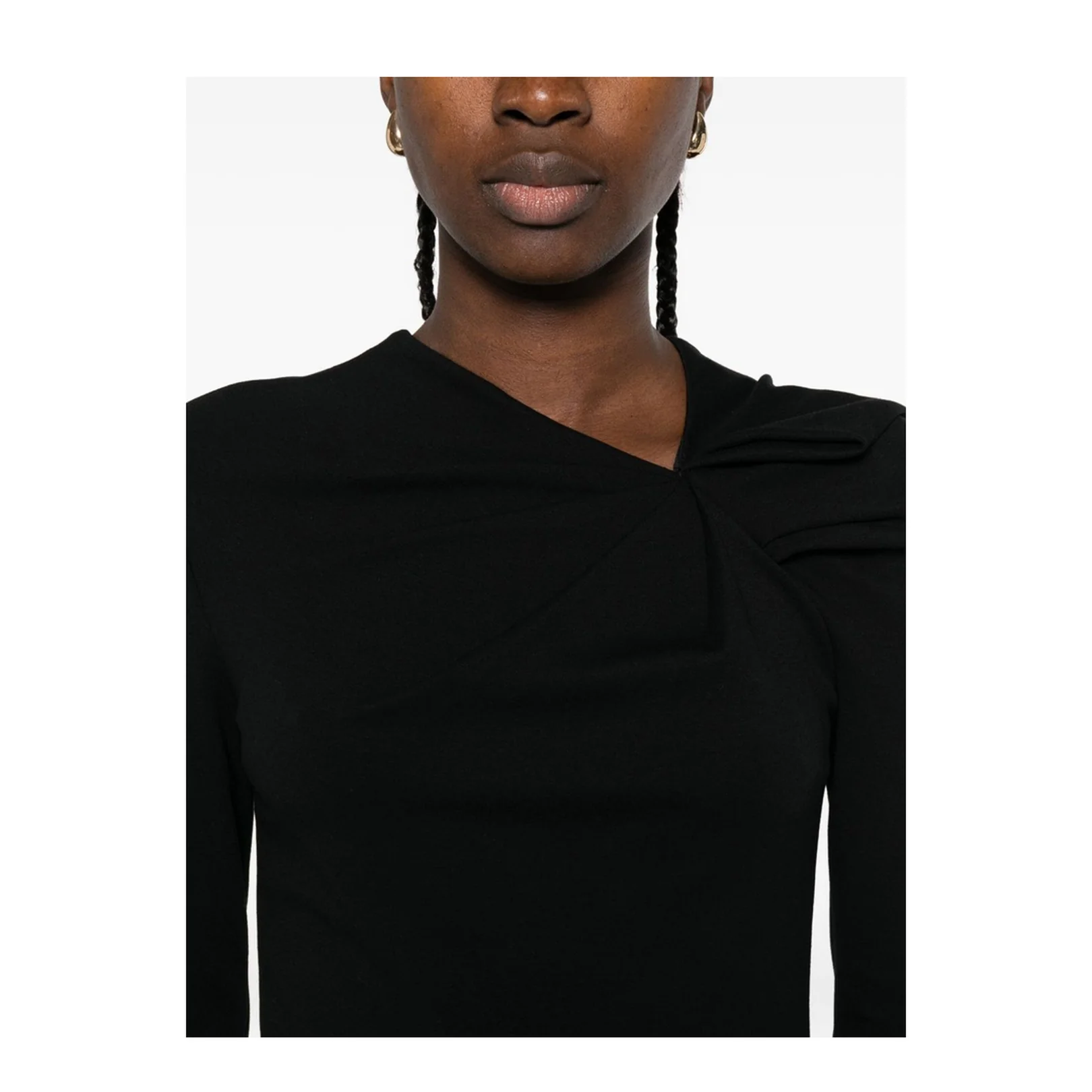 Long Dress with Gathering Detail in Stretch Milano Stitch - Image 5