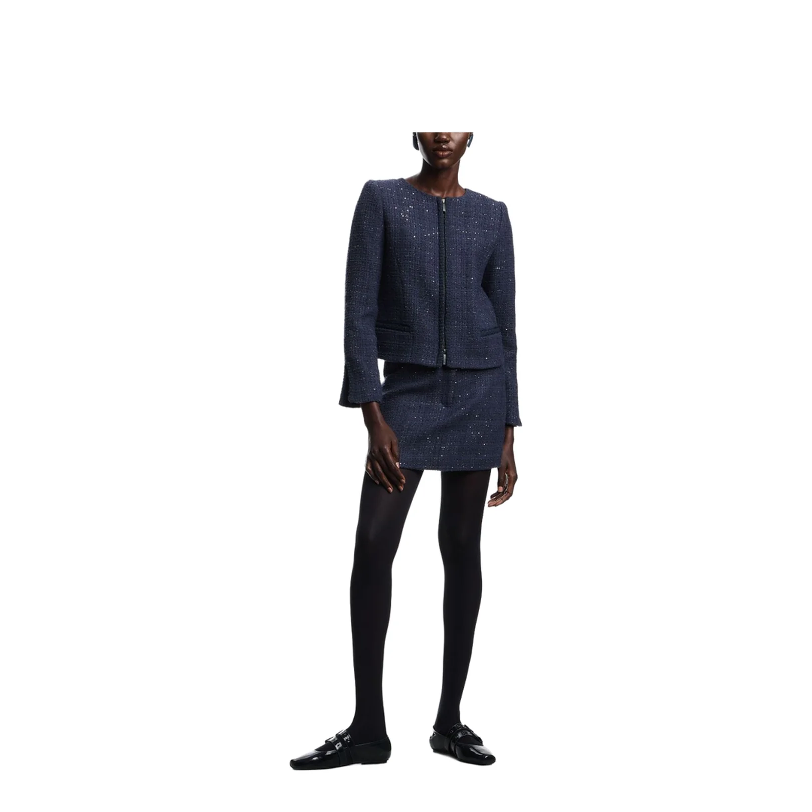 Lurex Tweed Zip-Up Jacket with Micro Sequins - Image 3