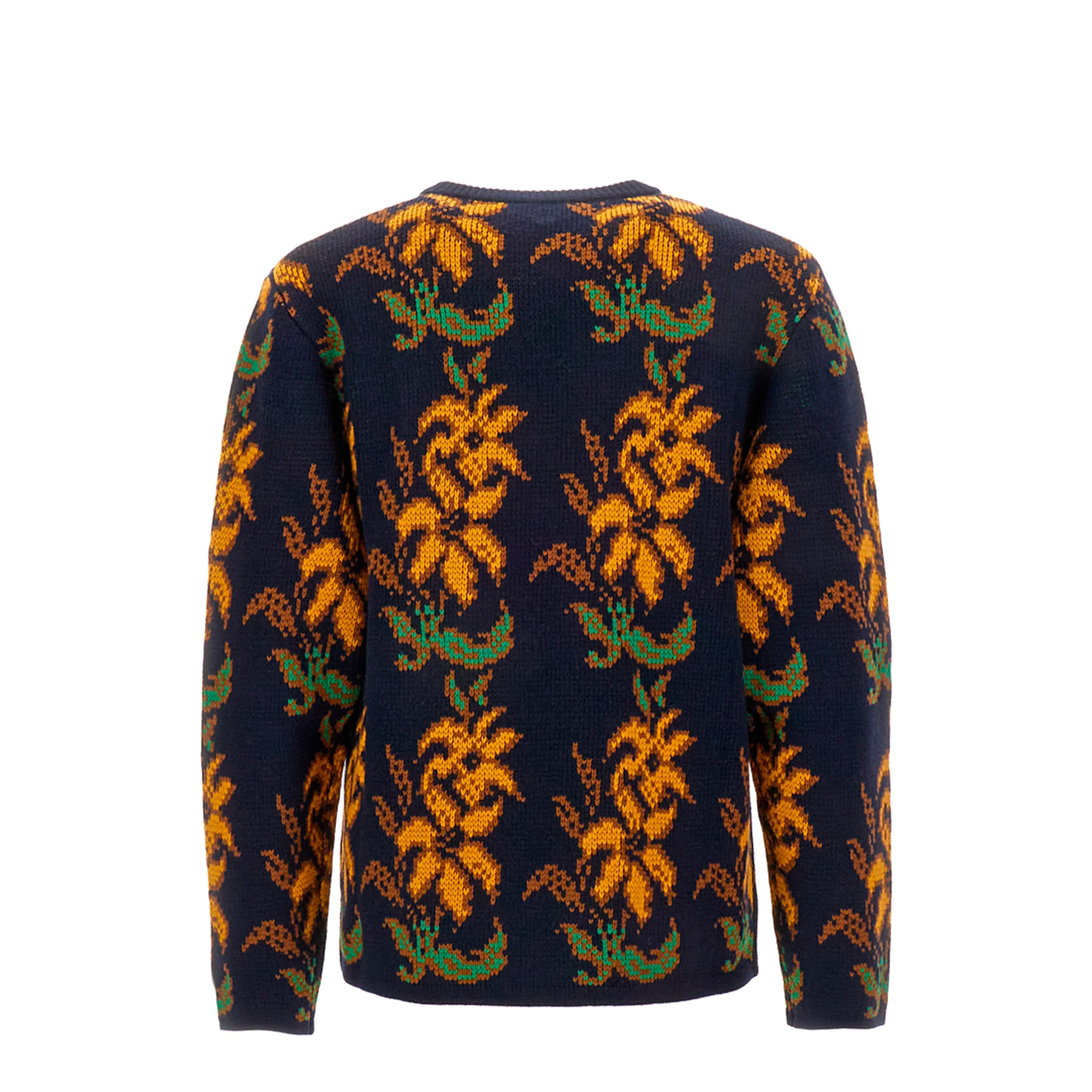 Floral Intarsia Knit Wool Jumper Blue - Image 2