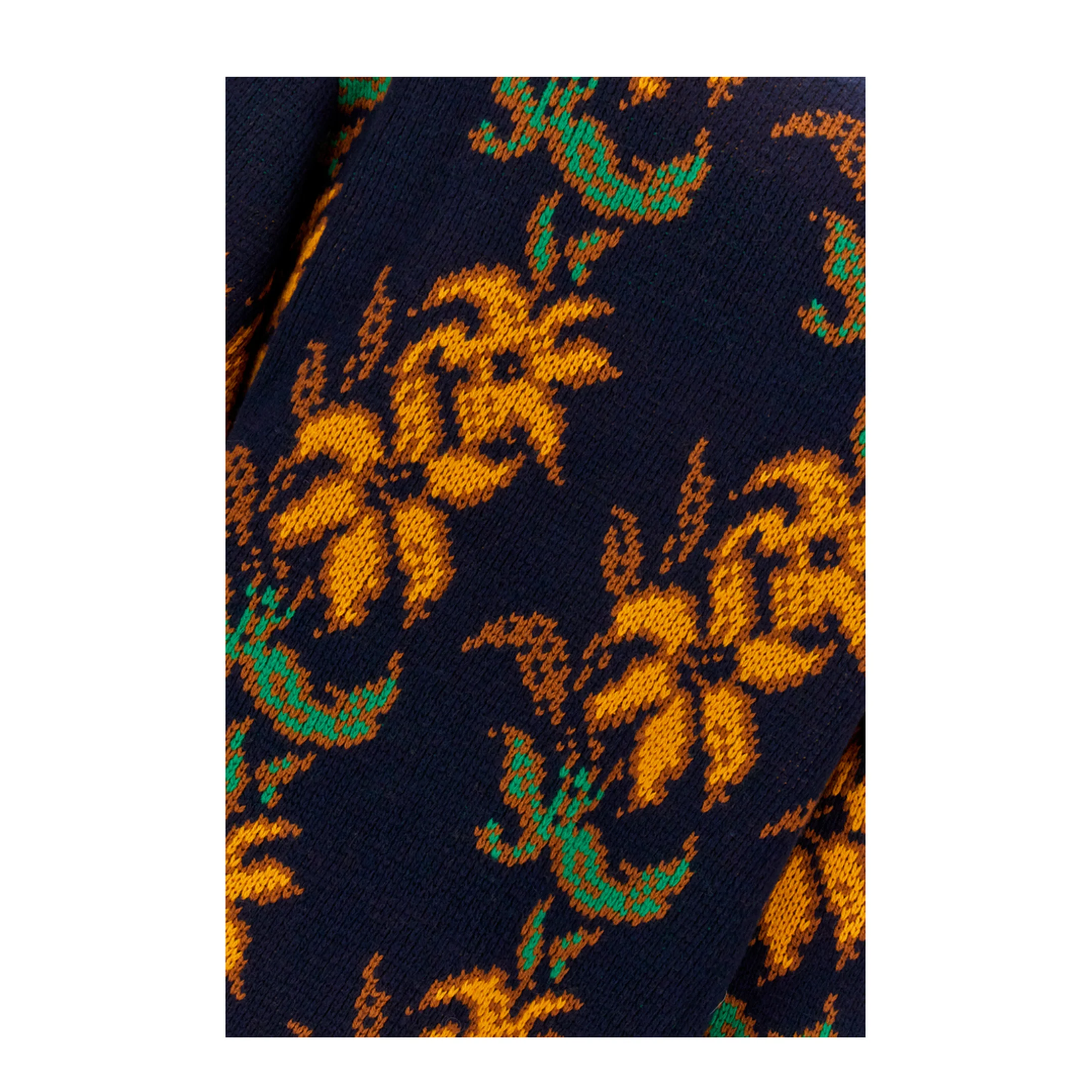 Floral Intarsia Knit Wool Jumper Blue - Image 3