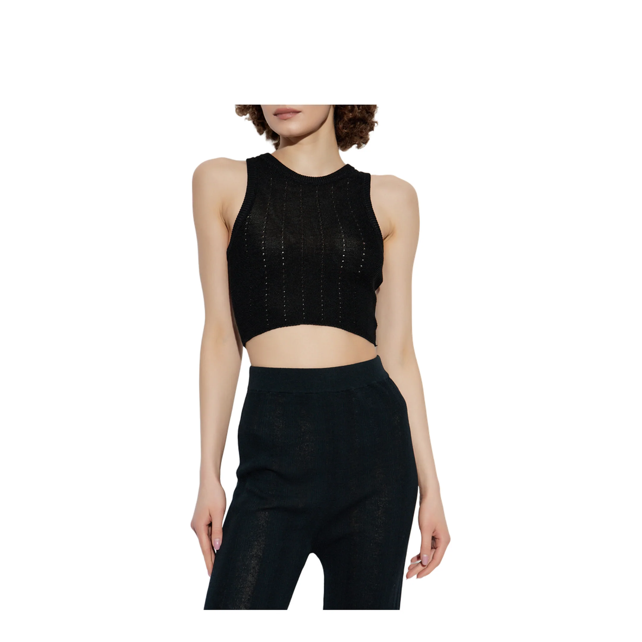 Knitted Crop Top Black - Image 2
