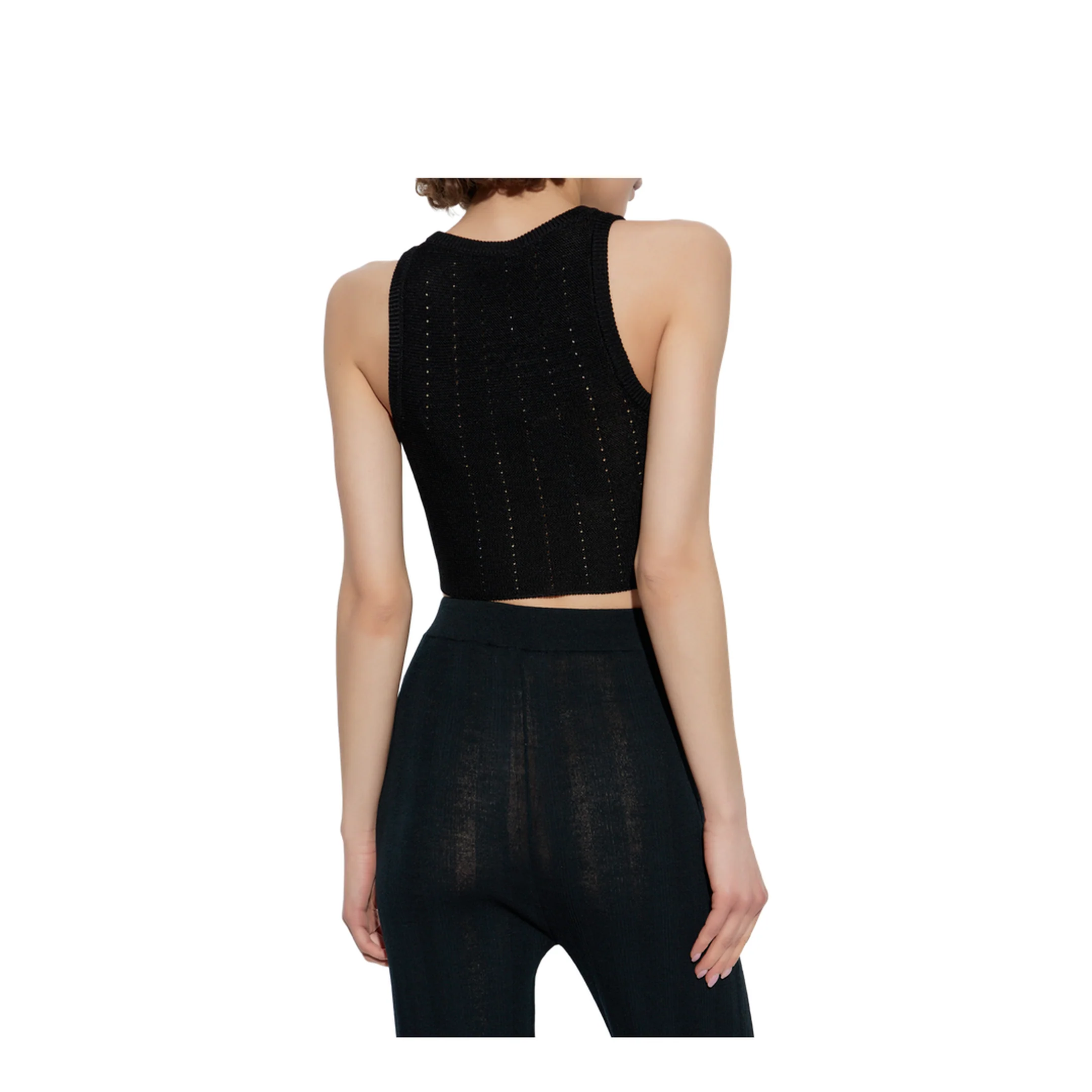 Knitted Crop Top Black - Image 3