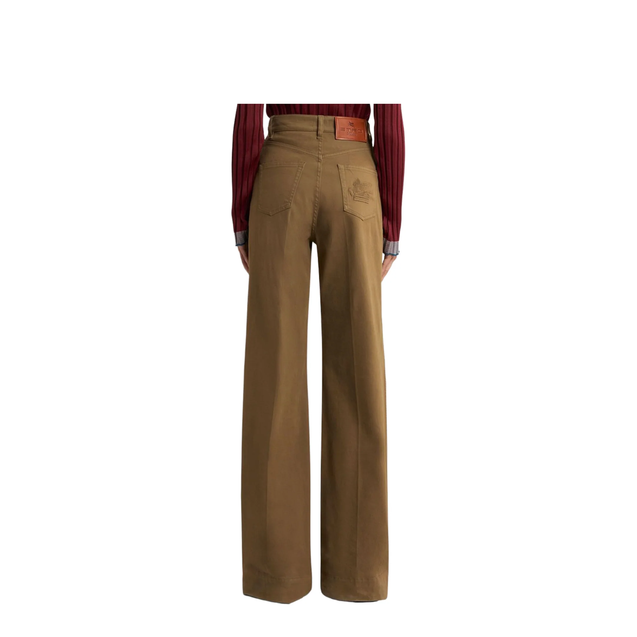 Buttoned Flared Denim Jeans Brown - Image 3
