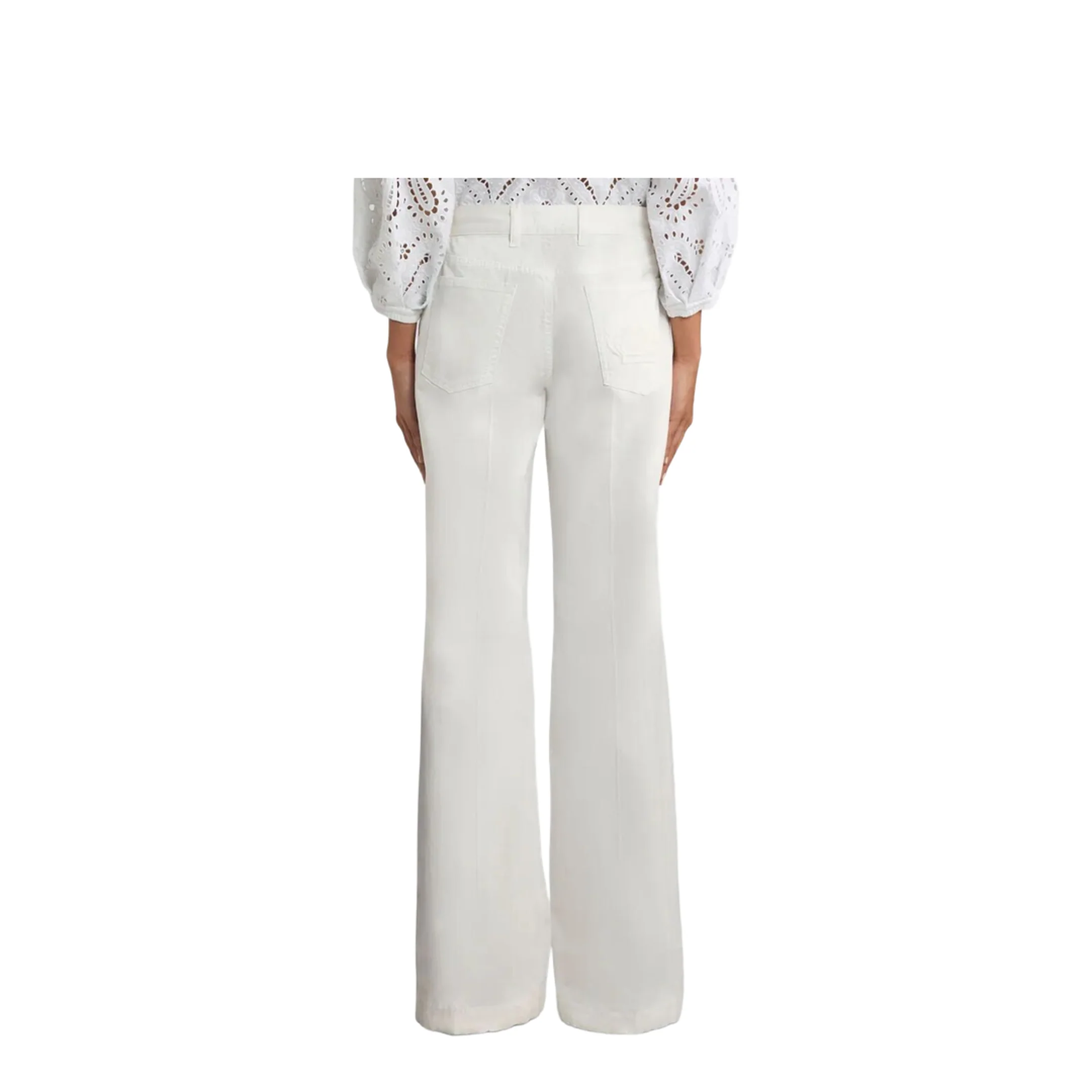 Embroidered Flared Jeans - White - Image 3