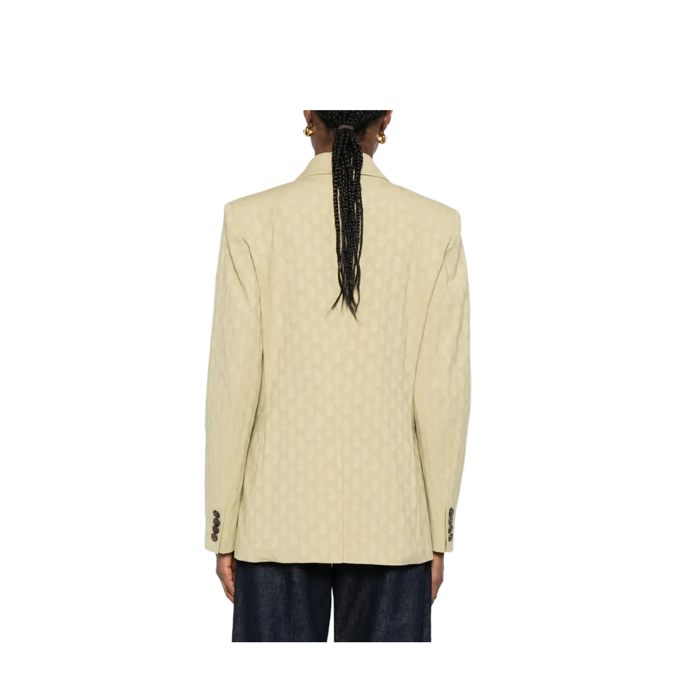 Paisley Pattern Double Breasted Blazer - Beige - Image 3
