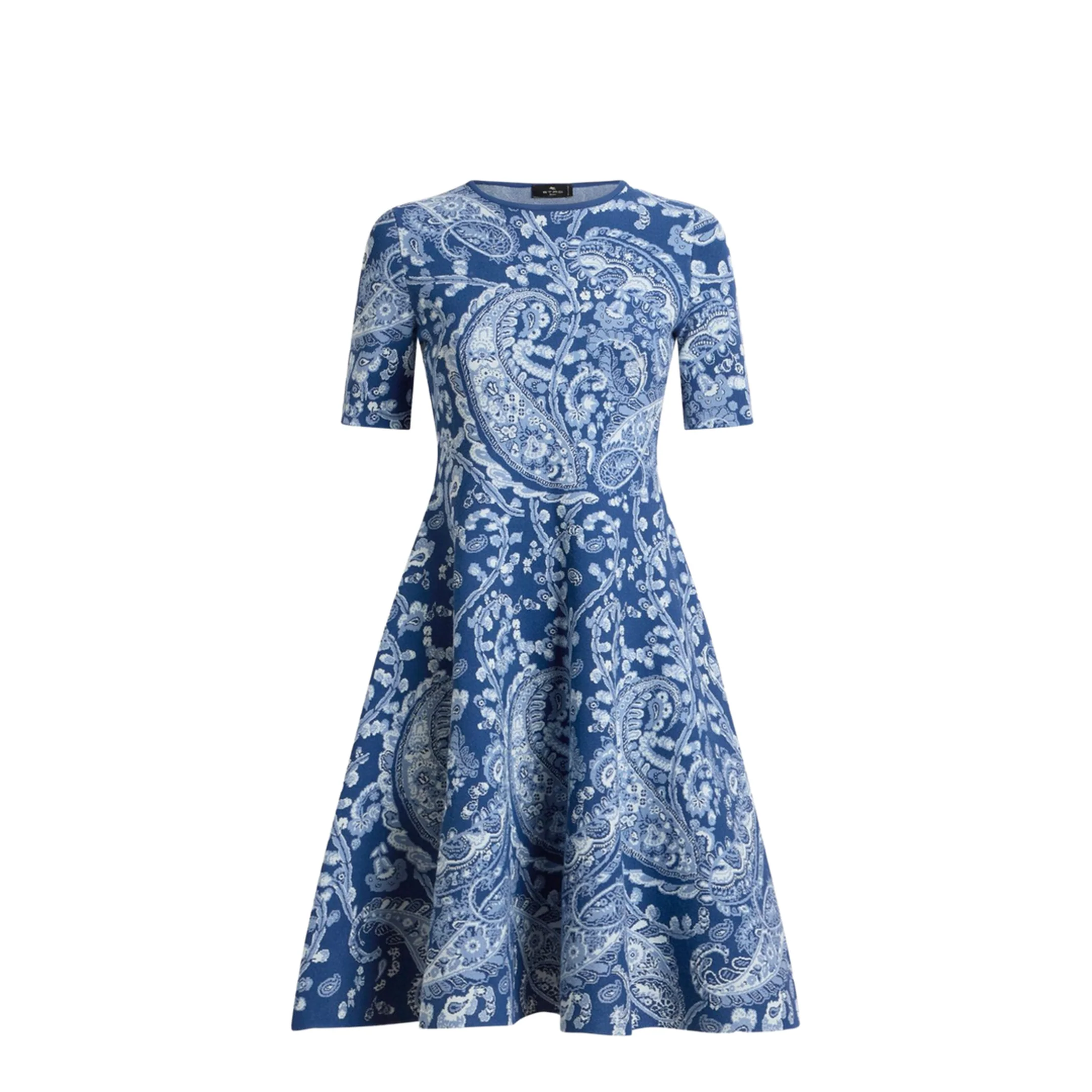Floral Paisley Motif Dress Blue
