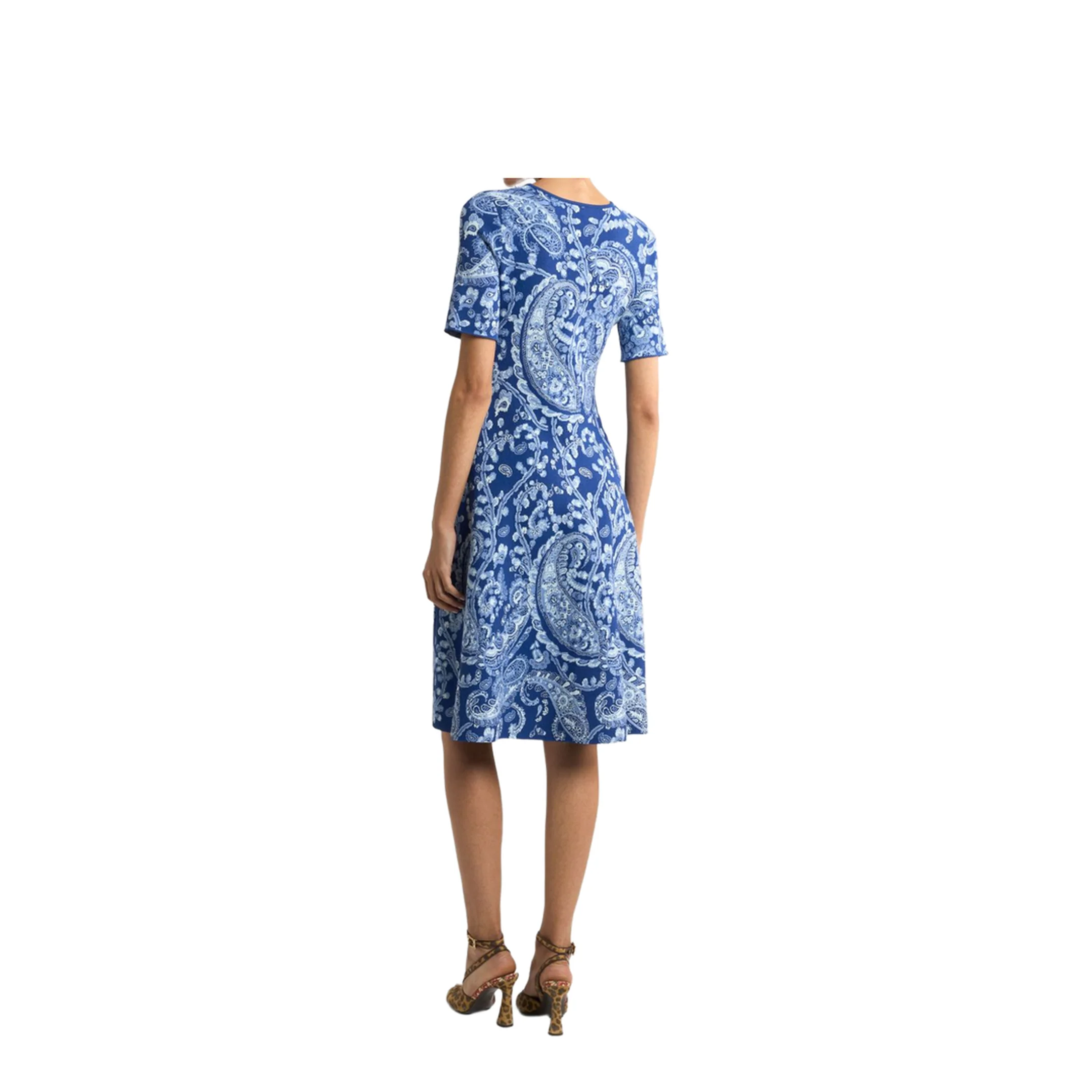 Floral Paisley Motif Dress Blue - Image 2