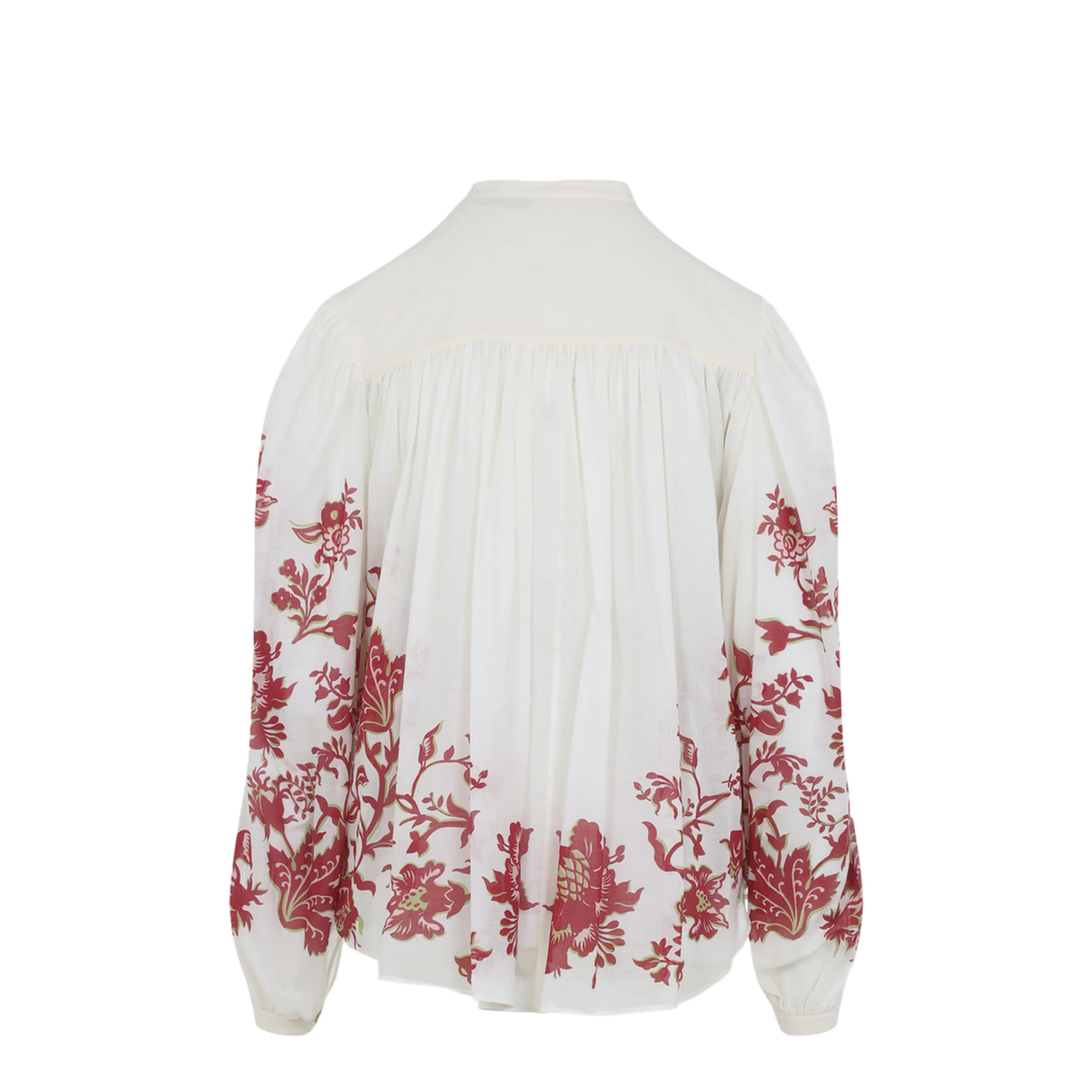 Flower-Print Pleated Cotton Blouse - Image 2
