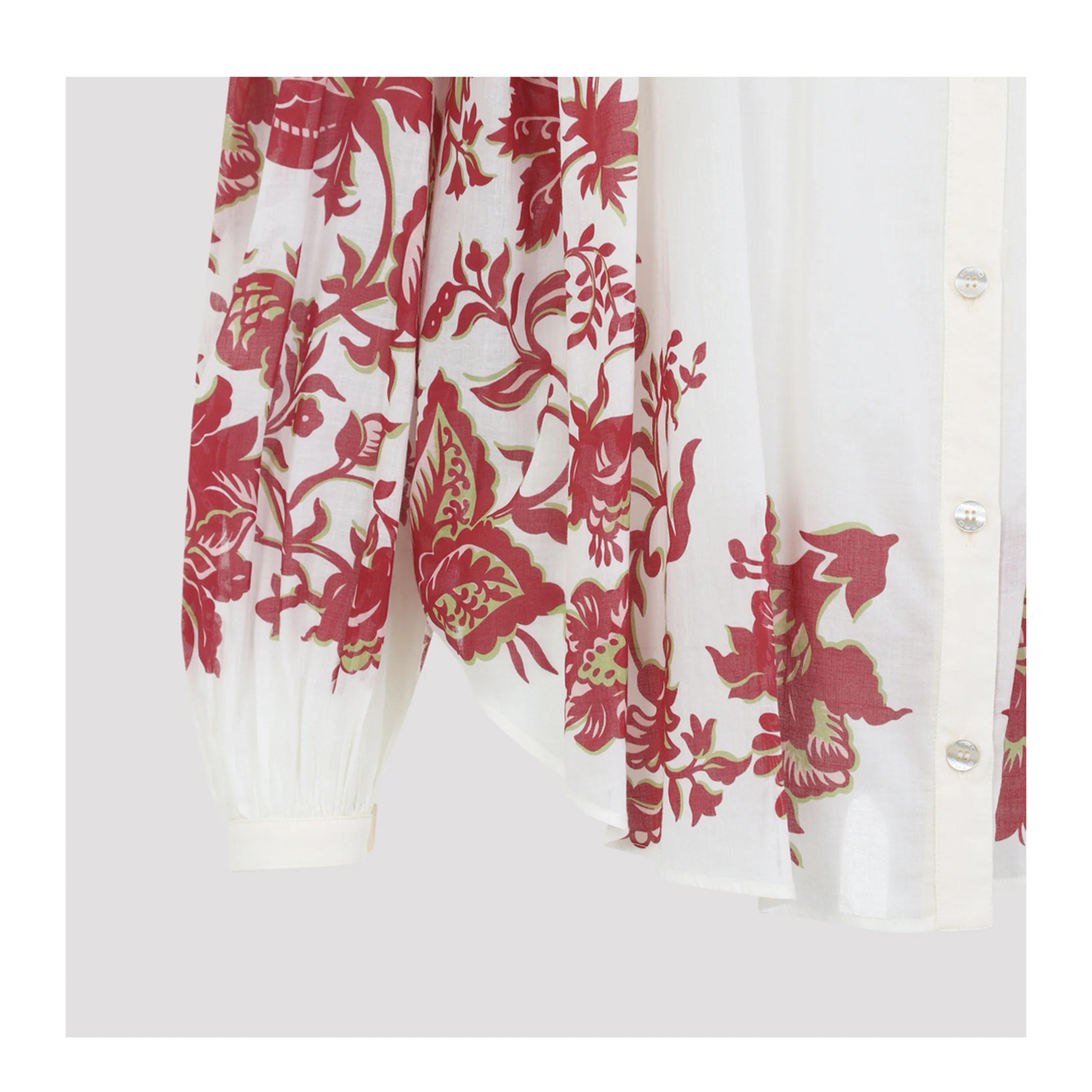 Flower-Print Pleated Cotton Blouse - Image 3