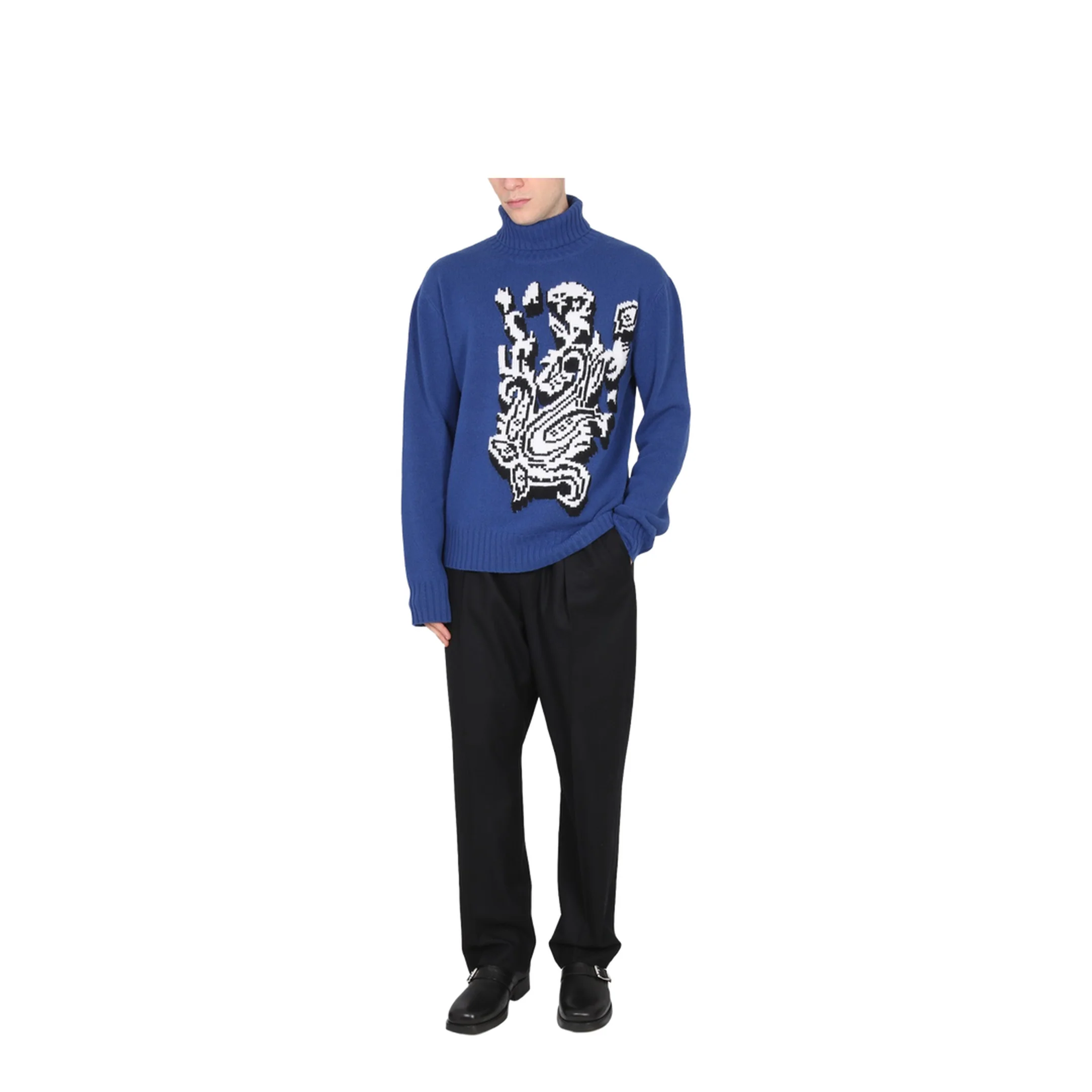 Inlaid Jacquard Turtleneck Sweater - Image 2