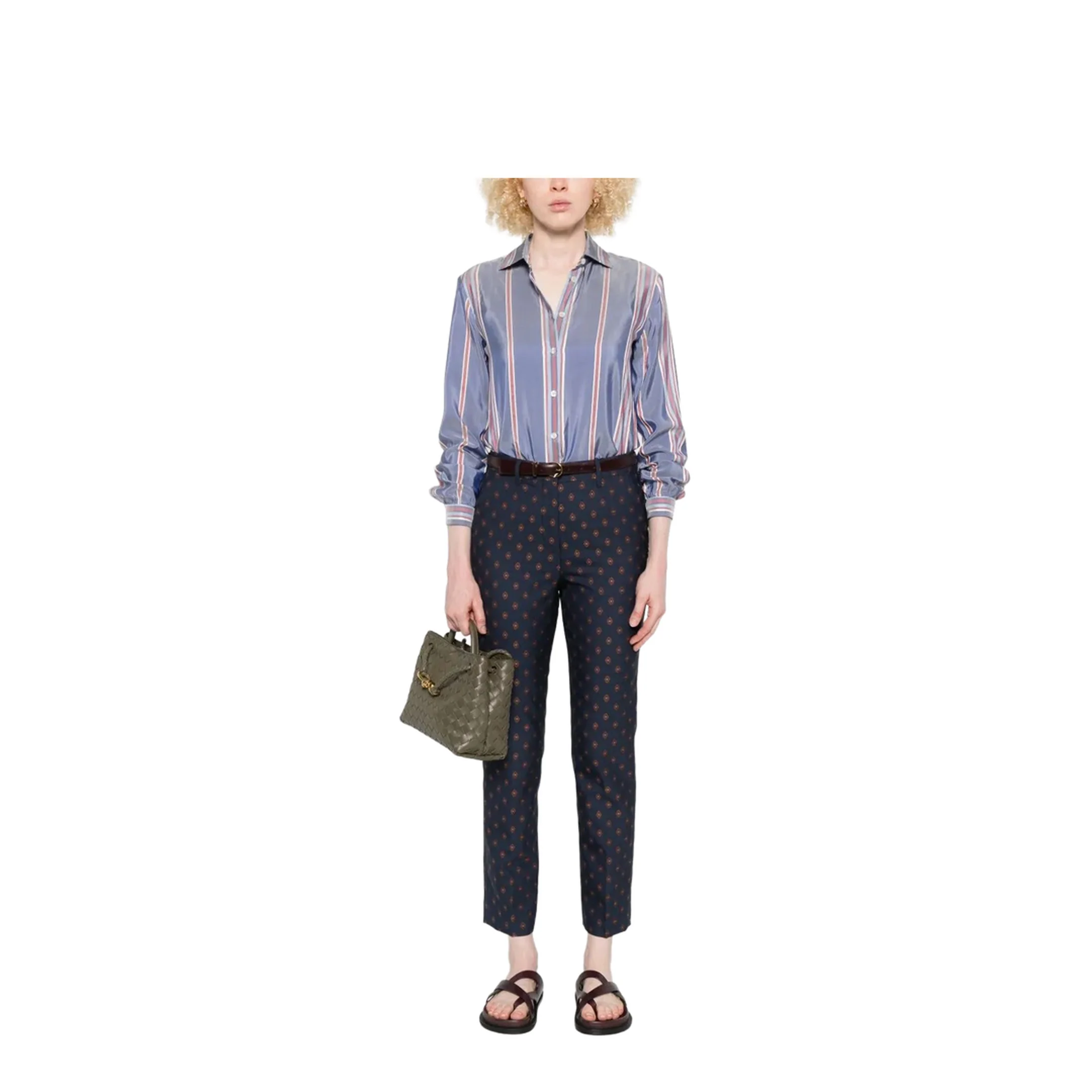 Jacquard Wool Blend Cigarette Trousers - Image 2
