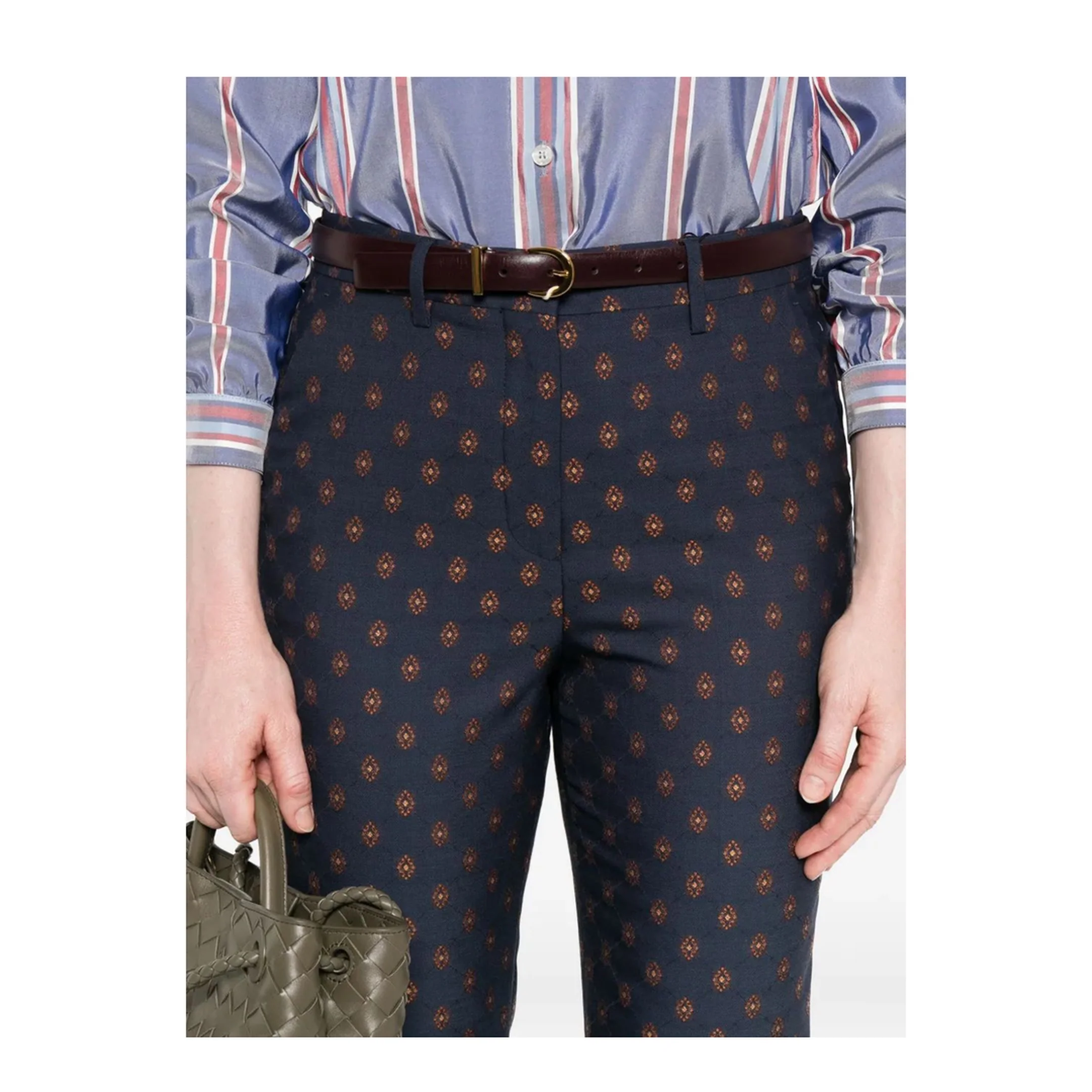 Jacquard Wool Blend Cigarette Trousers - Image 5