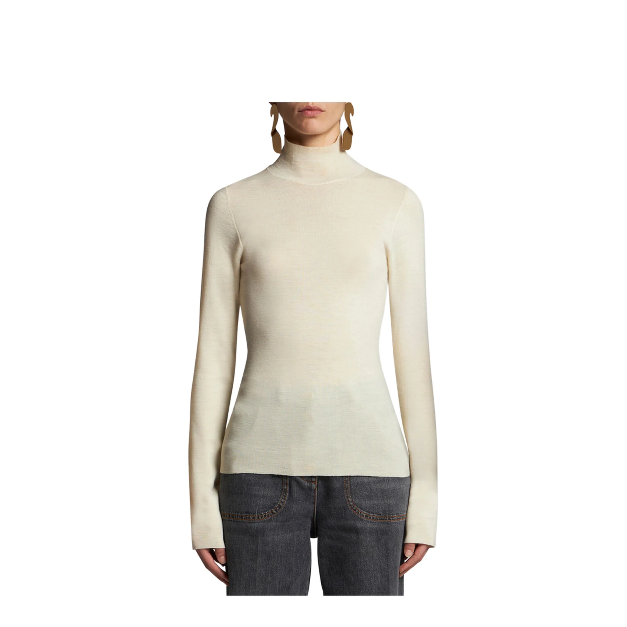 Wool Turtleneck Sweater - White - Image 3