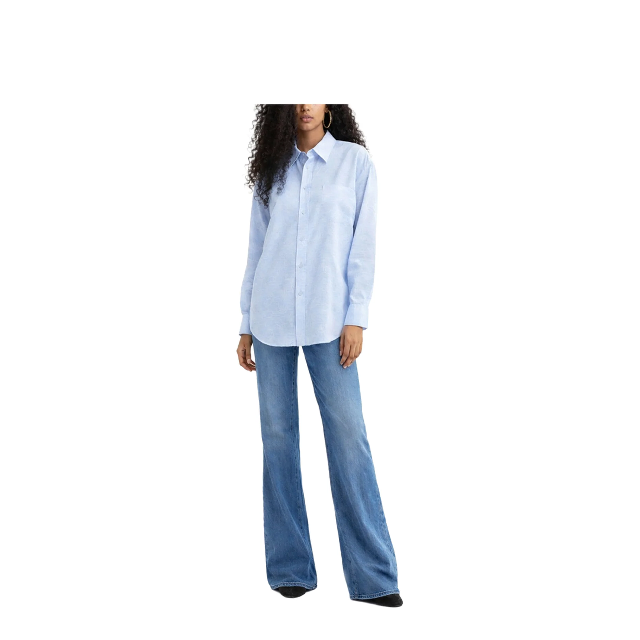 Light Blue Shirt In Linen And Cotton - Image 2