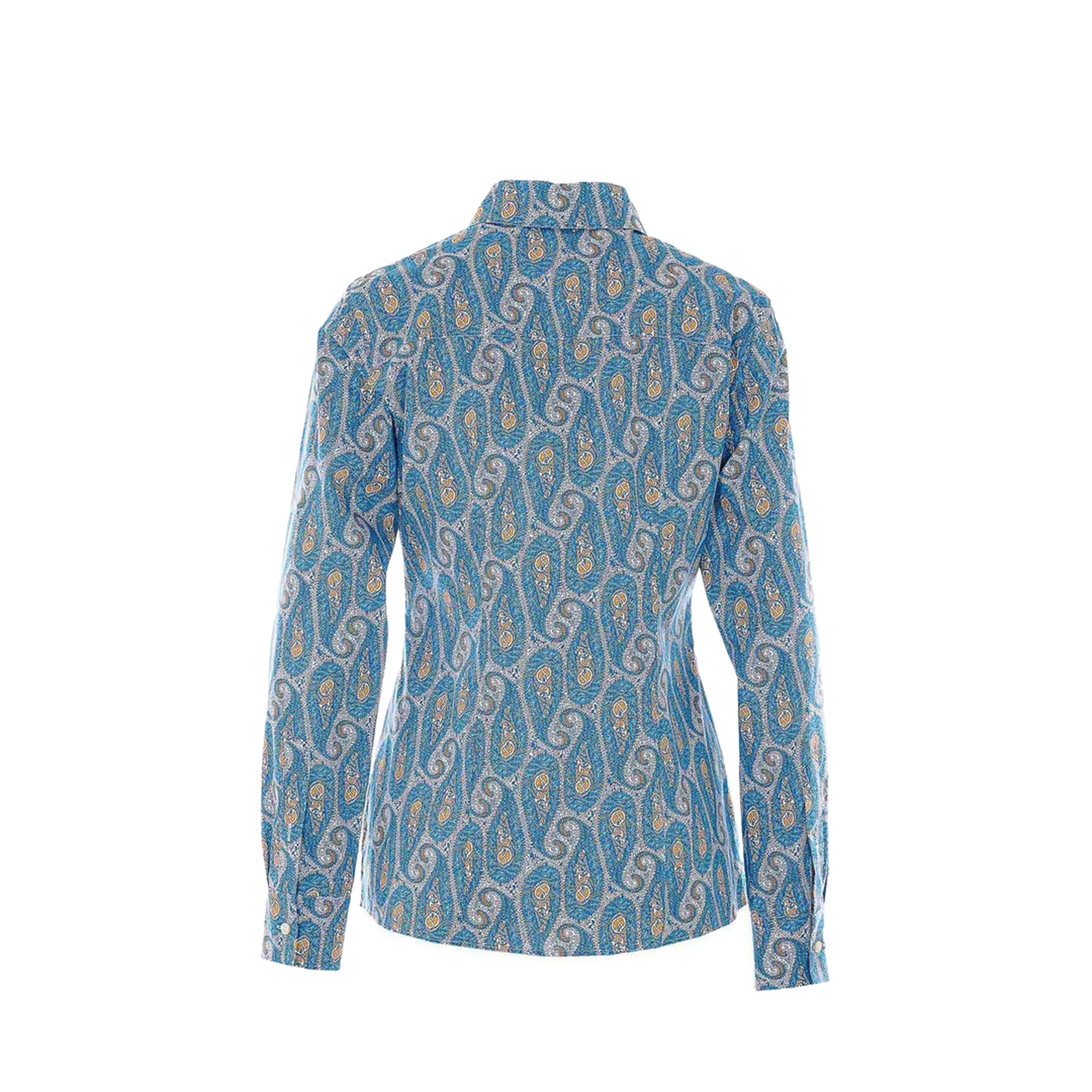 Paisley Print Button Shirt Blue - Image 2