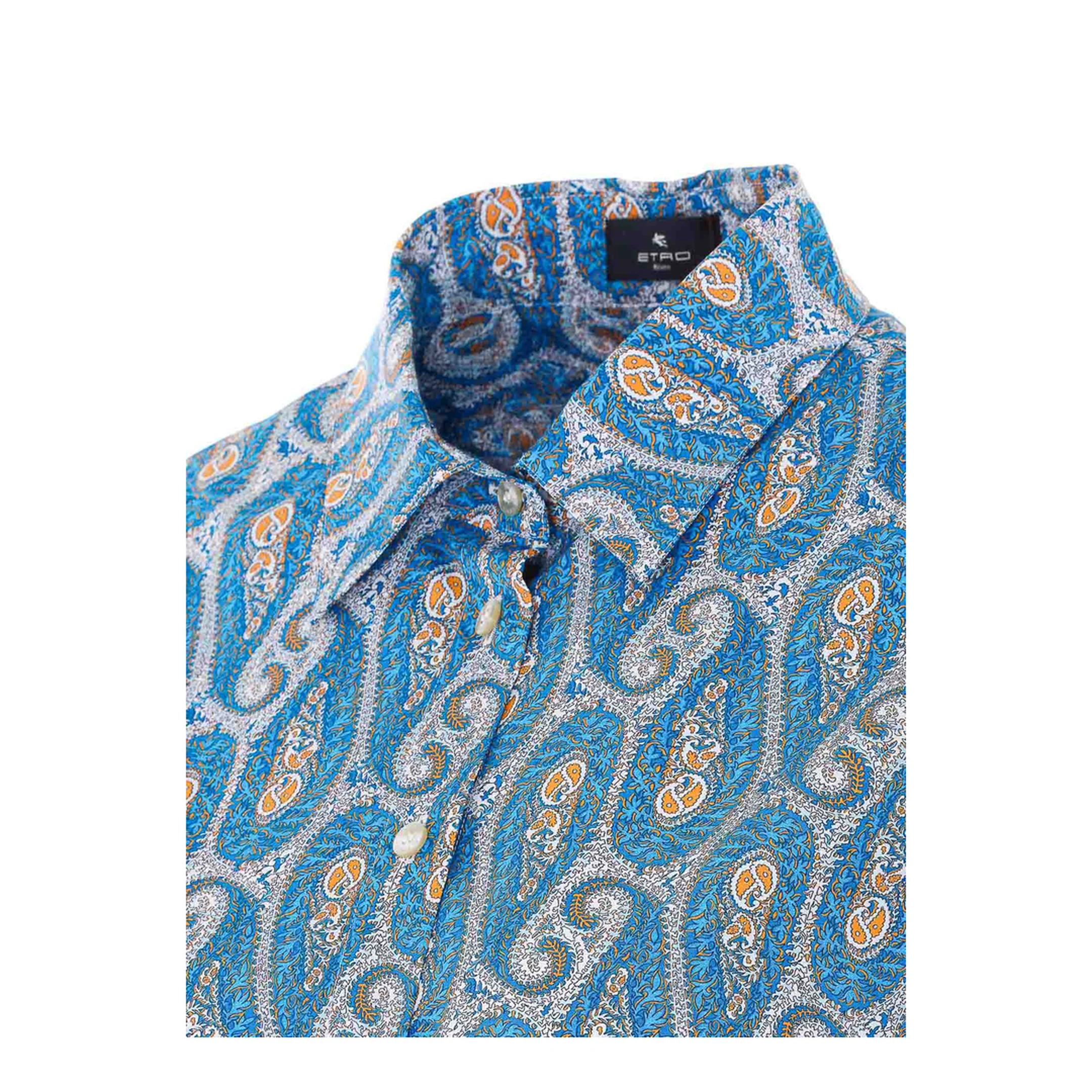 Paisley Print Button Shirt Blue - Image 3
