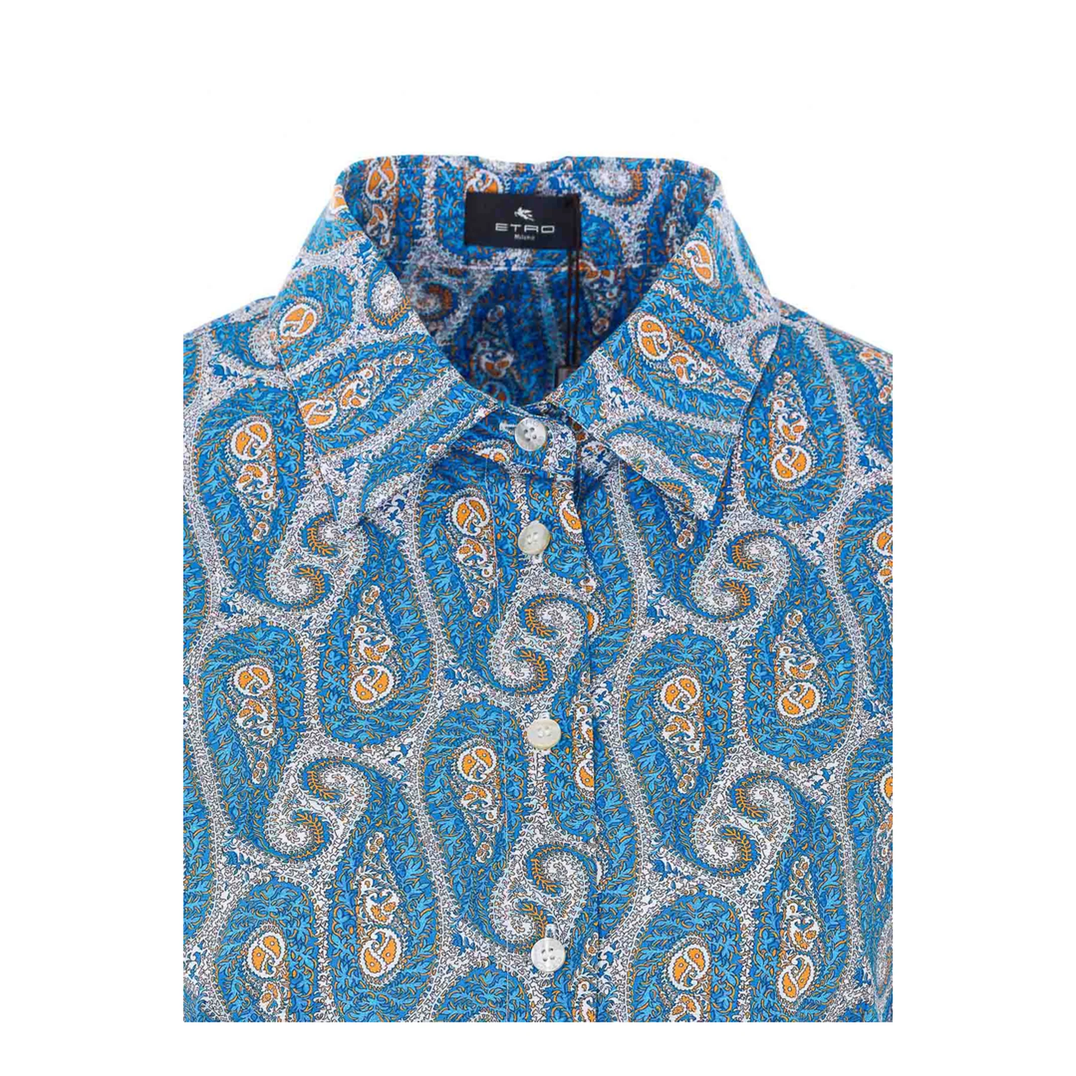 Paisley Print Button Shirt Blue - Image 4