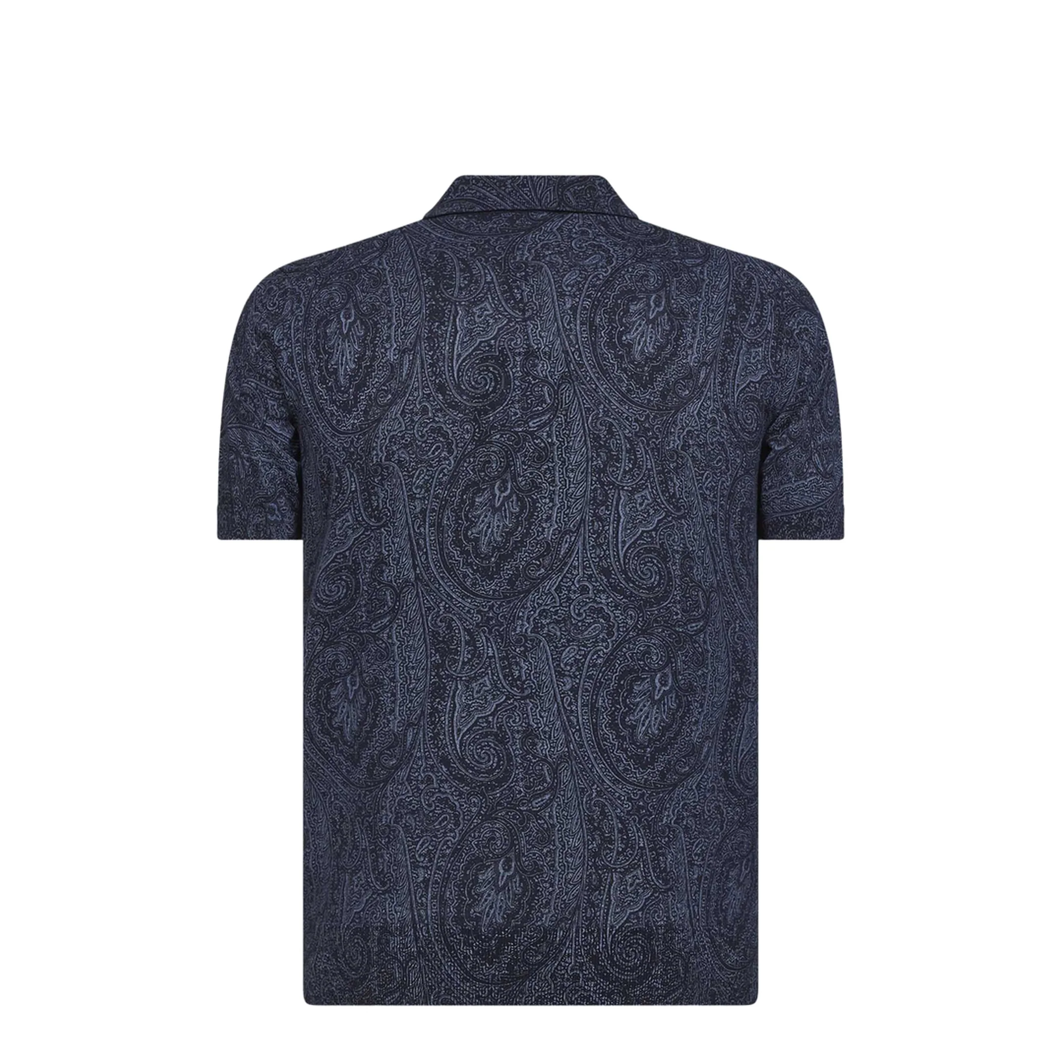 Men's Pattern Polo Shirt Blue - Image 2