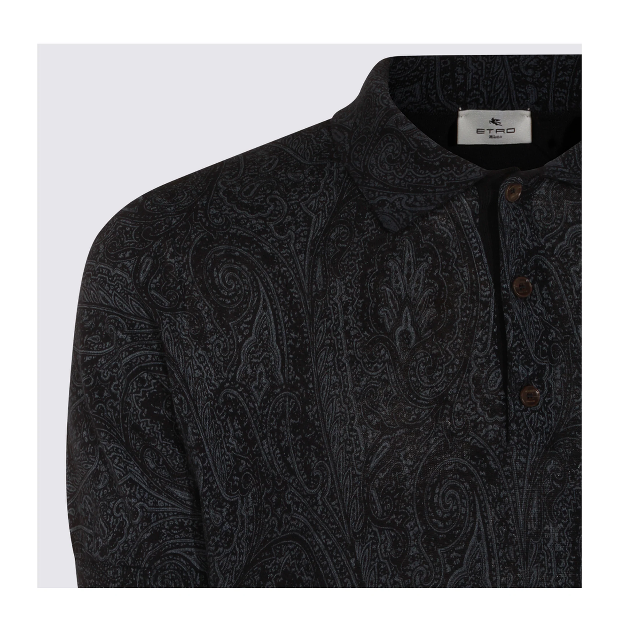 Men's Pattern Polo Shirt Blue - Image 5