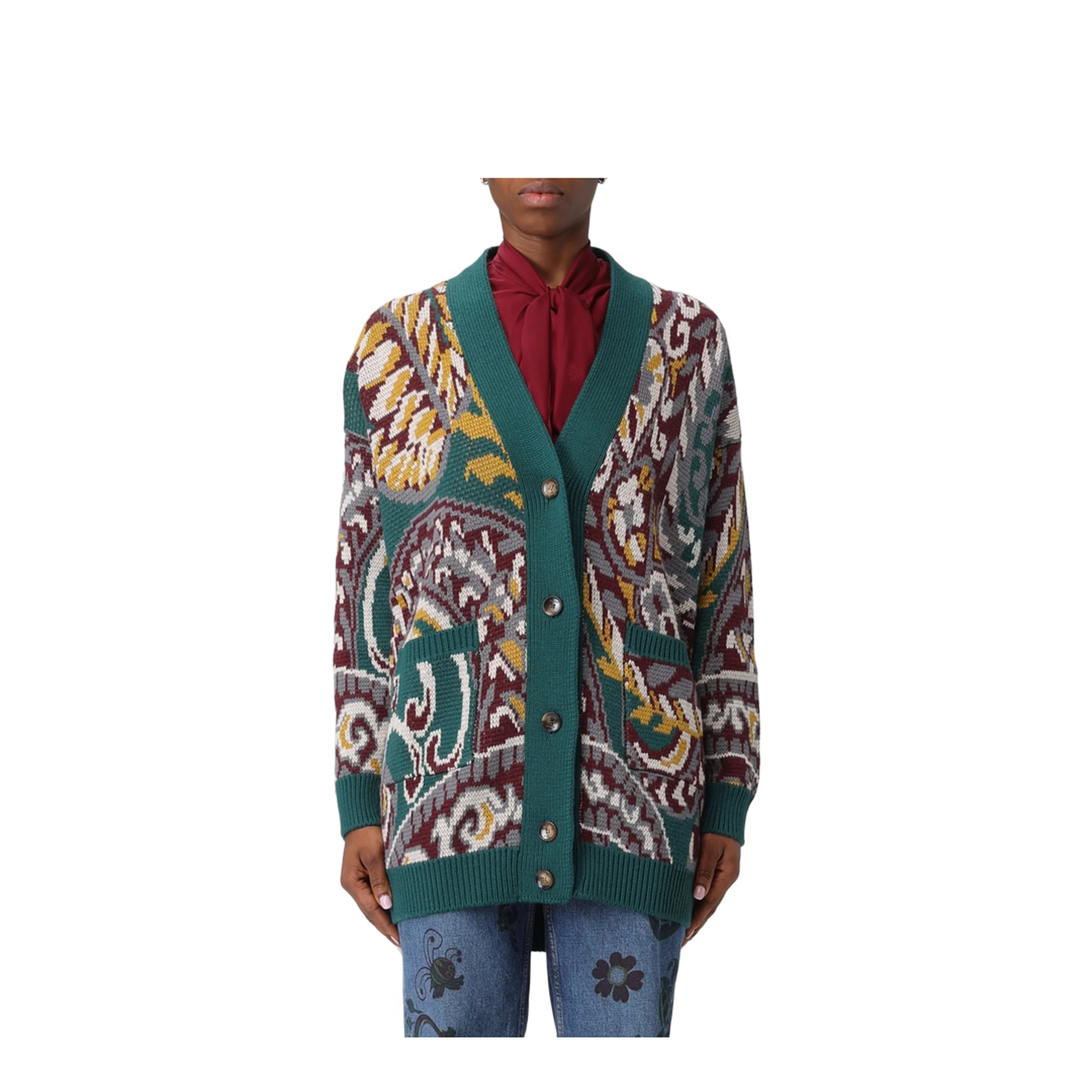 Oversized Cardigan Paisley Pattern - Image 4