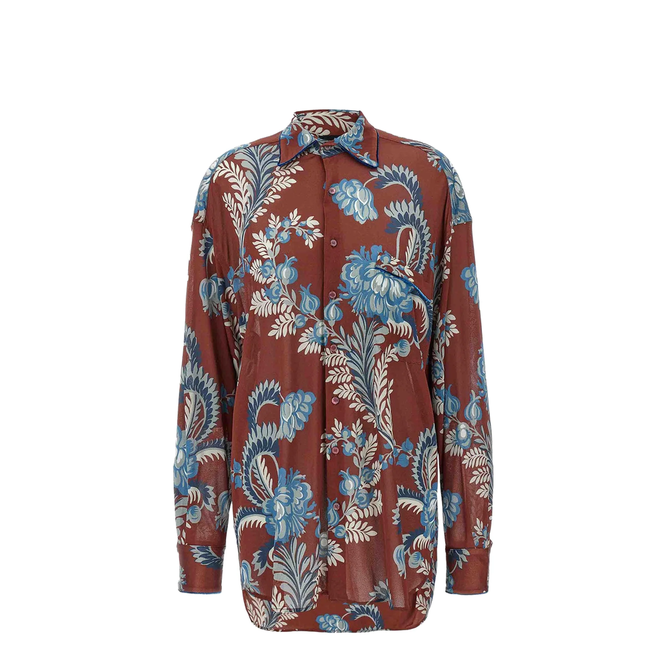 Oversized Shirt Crepe Floral Print - Image 5