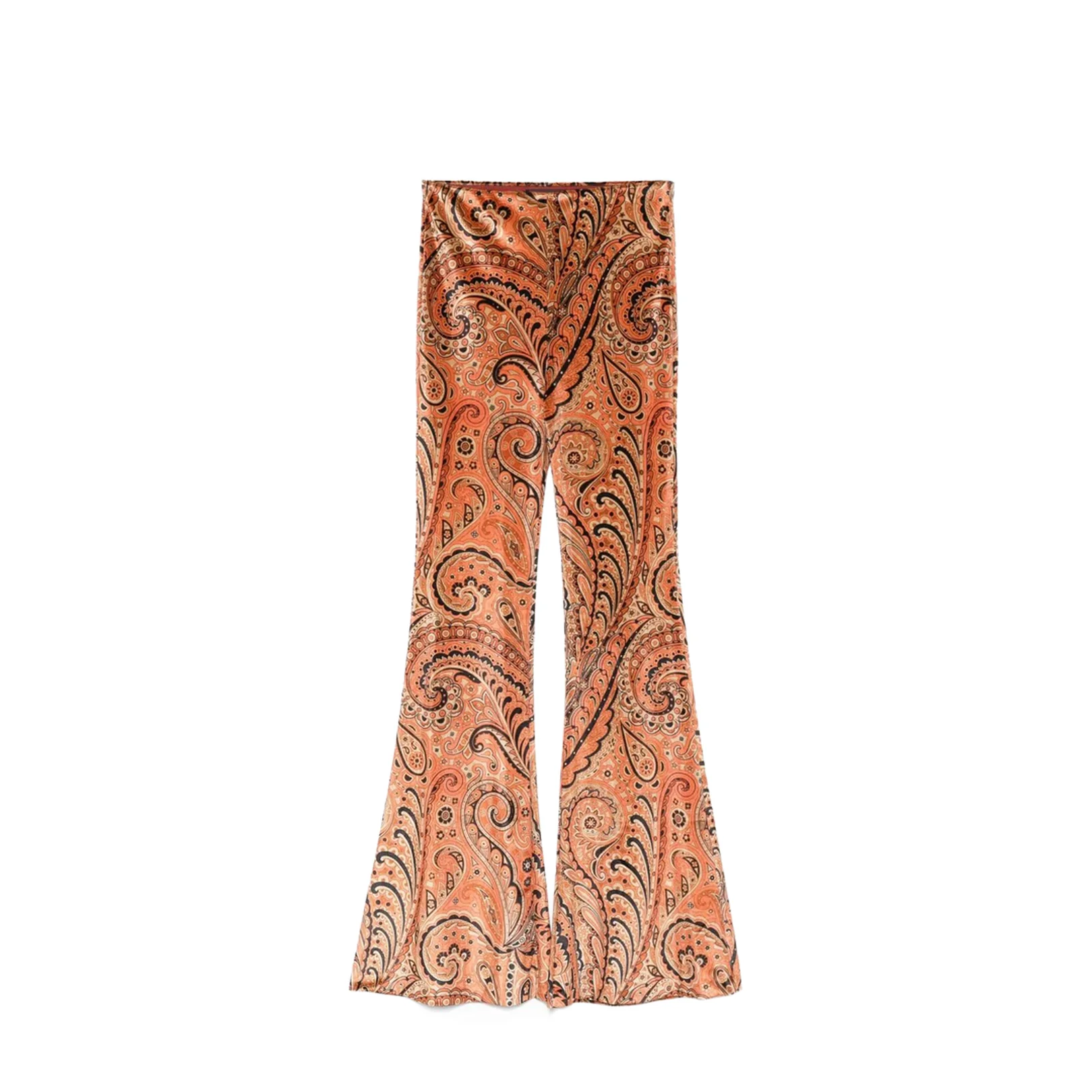 Paisley Print Flared Viscose Trousers