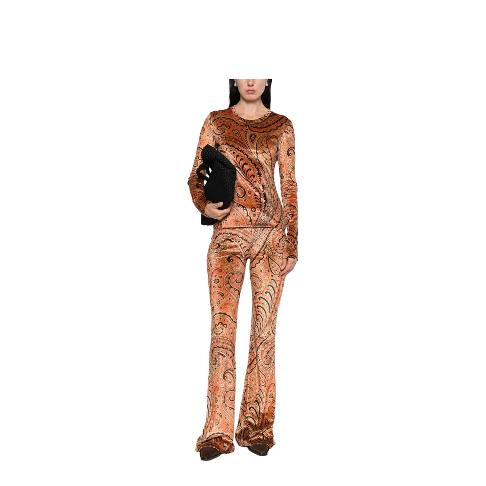 Paisley Print Flared Viscose Trousers - Image 2