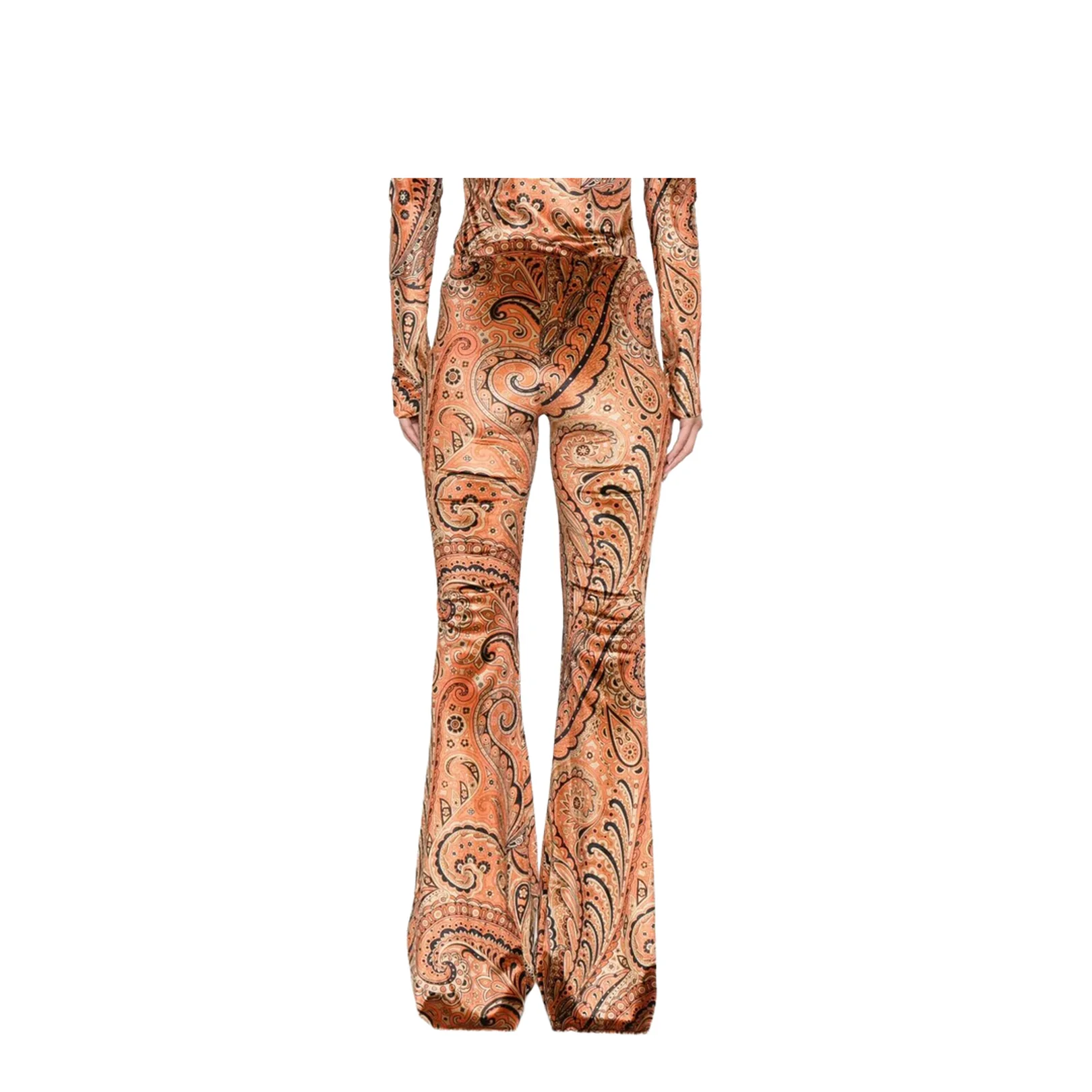 Paisley Print Flared Viscose Trousers - Image 4