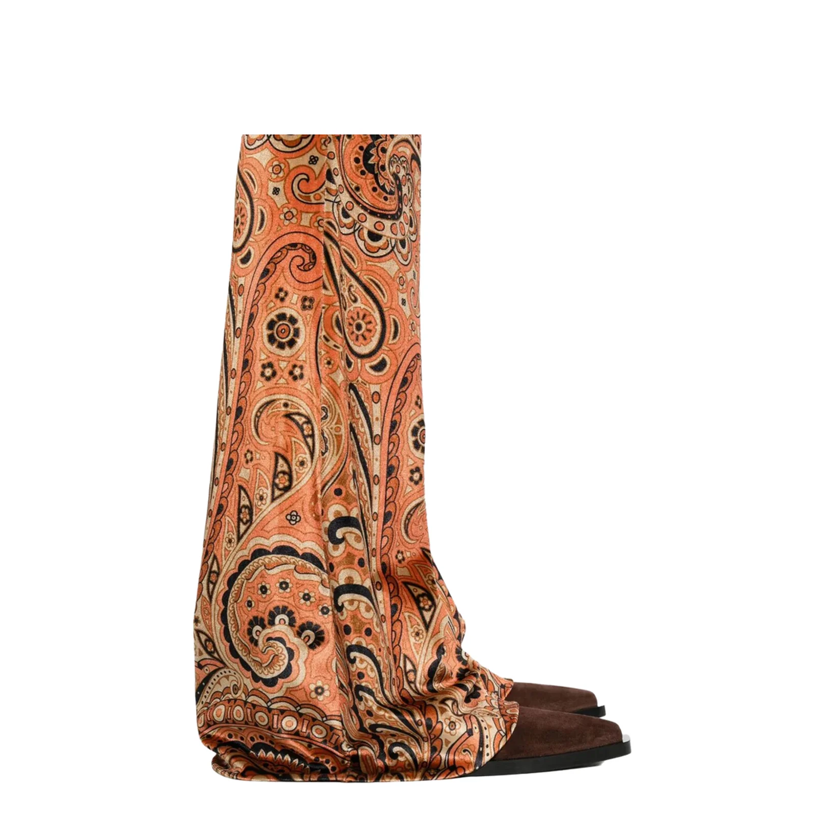 Paisley Print Flared Viscose Trousers - Image 5