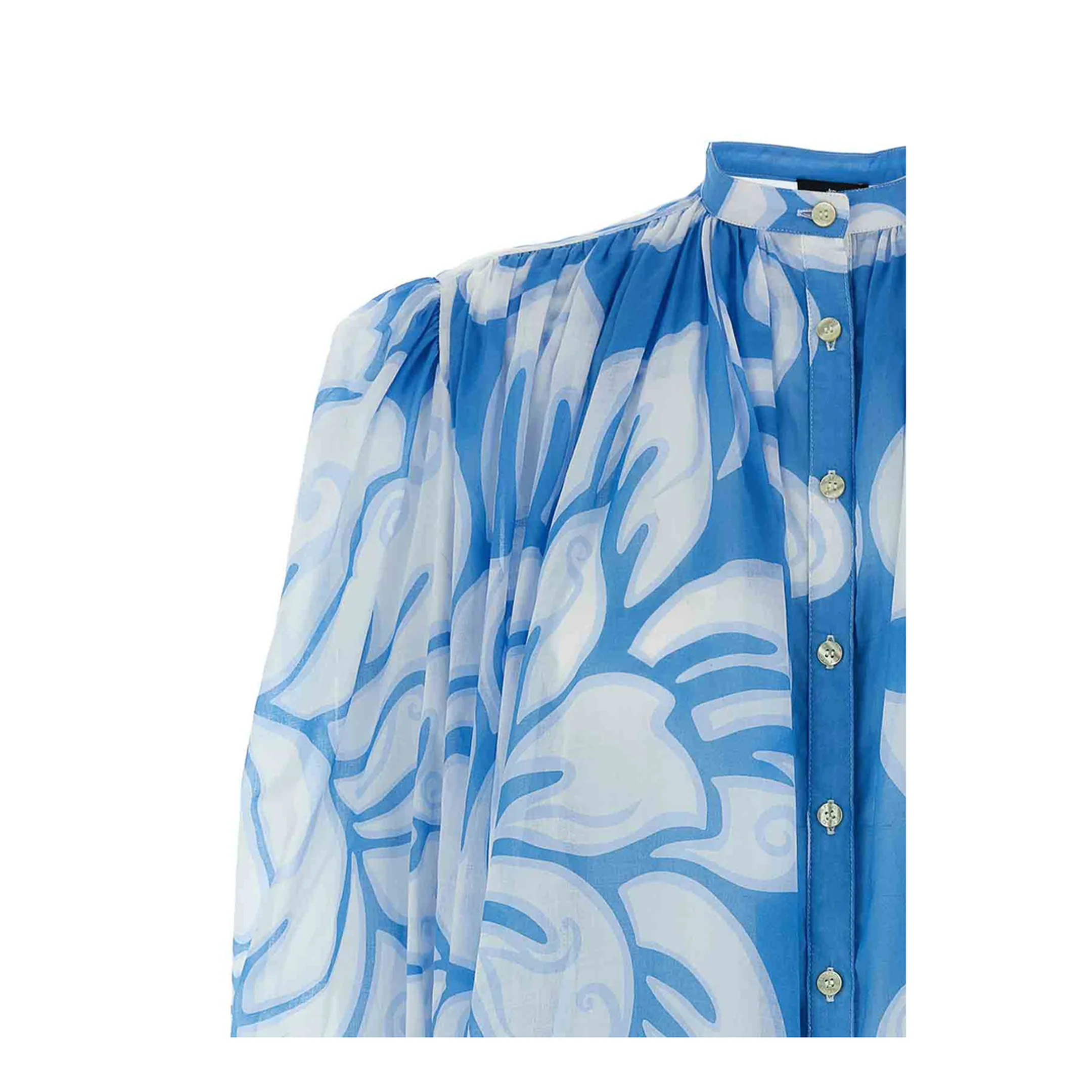 Flower Patterned Shirt Blue - Image 3