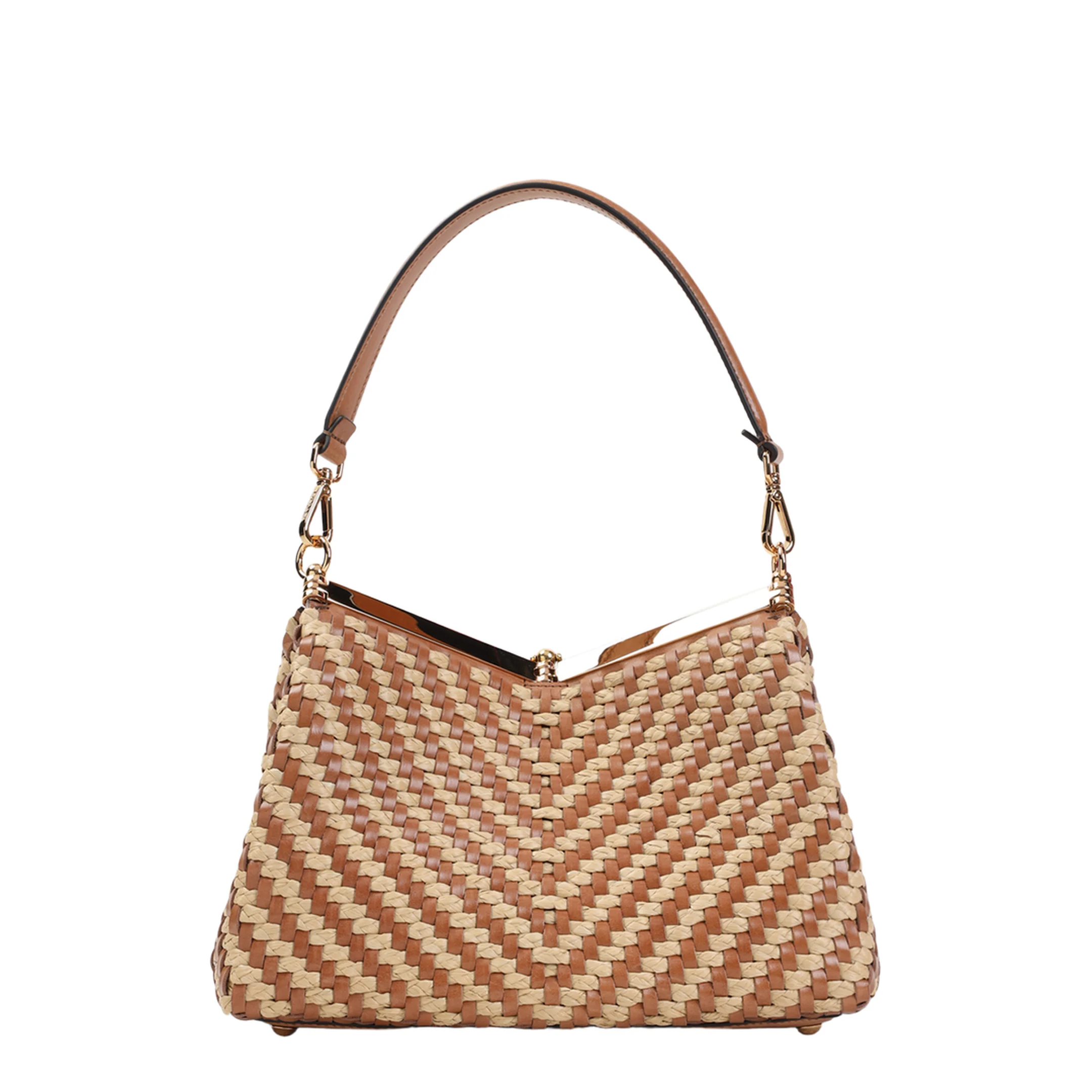 Woven Leather and Rafia Vela Bag - Image 4