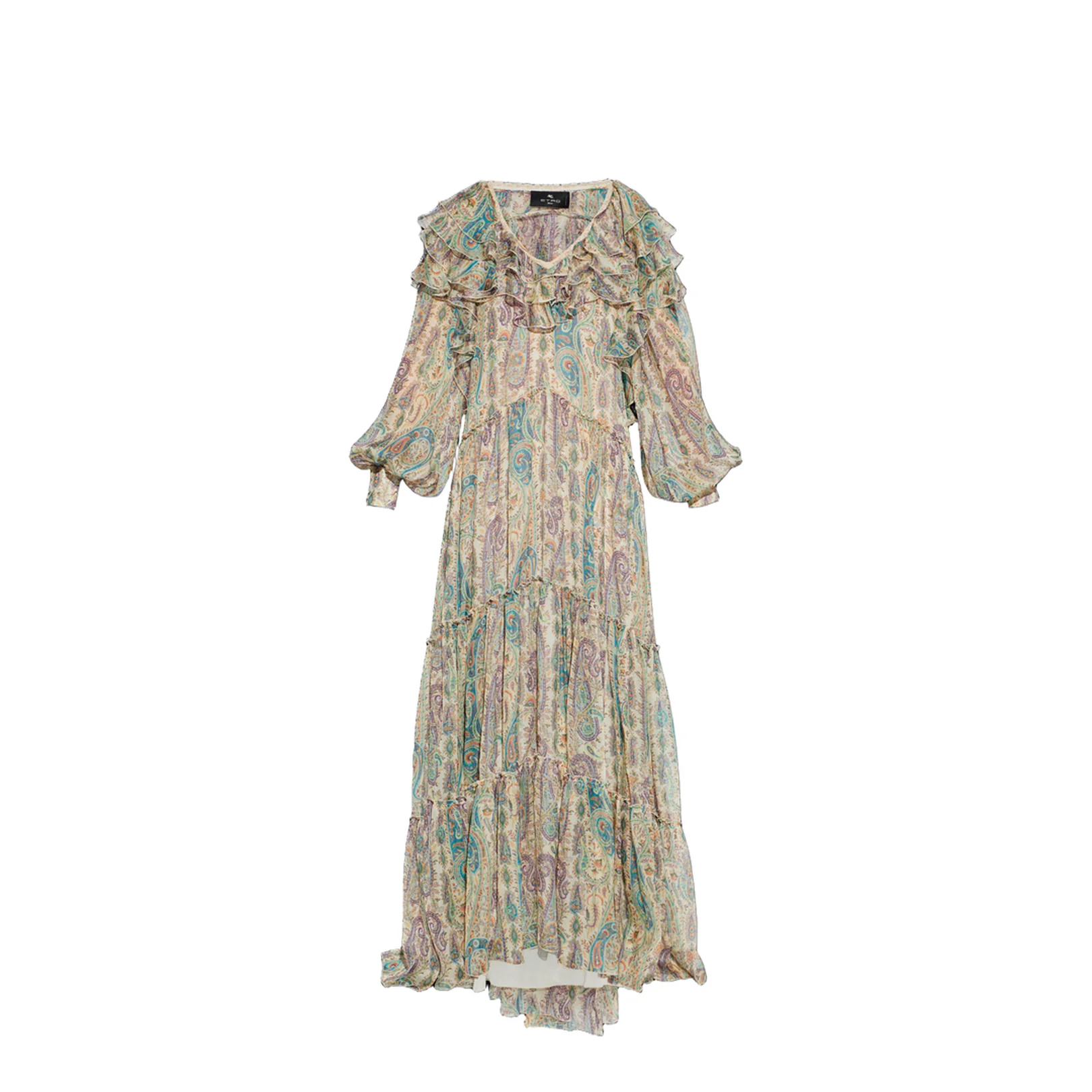 Long Silk Dress Floral Paisley