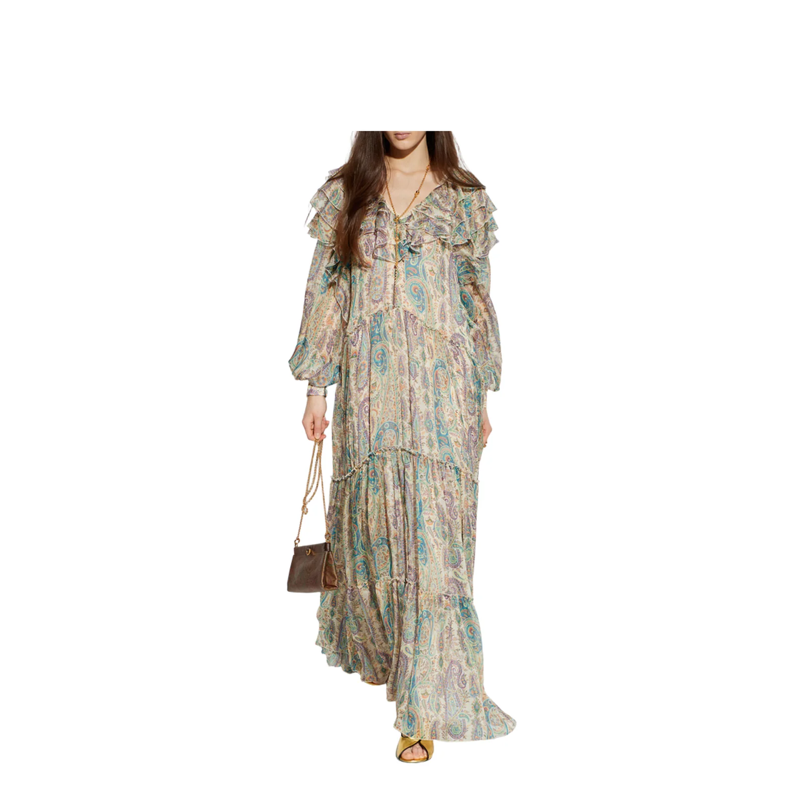 Long Silk Dress Floral Paisley - Image 2