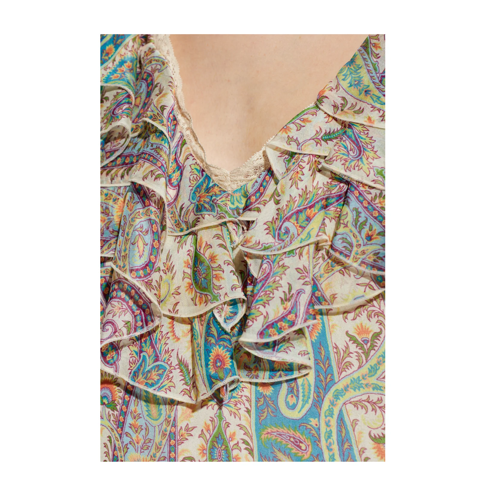 Long Silk Dress Floral Paisley - Image 5