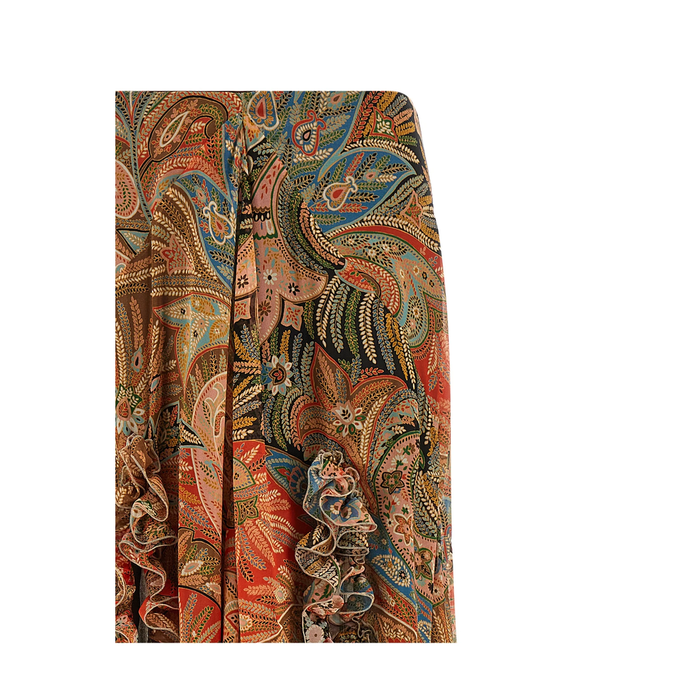 Silk Maxi Skirt with Flounce and Paisley Motif - Image 3