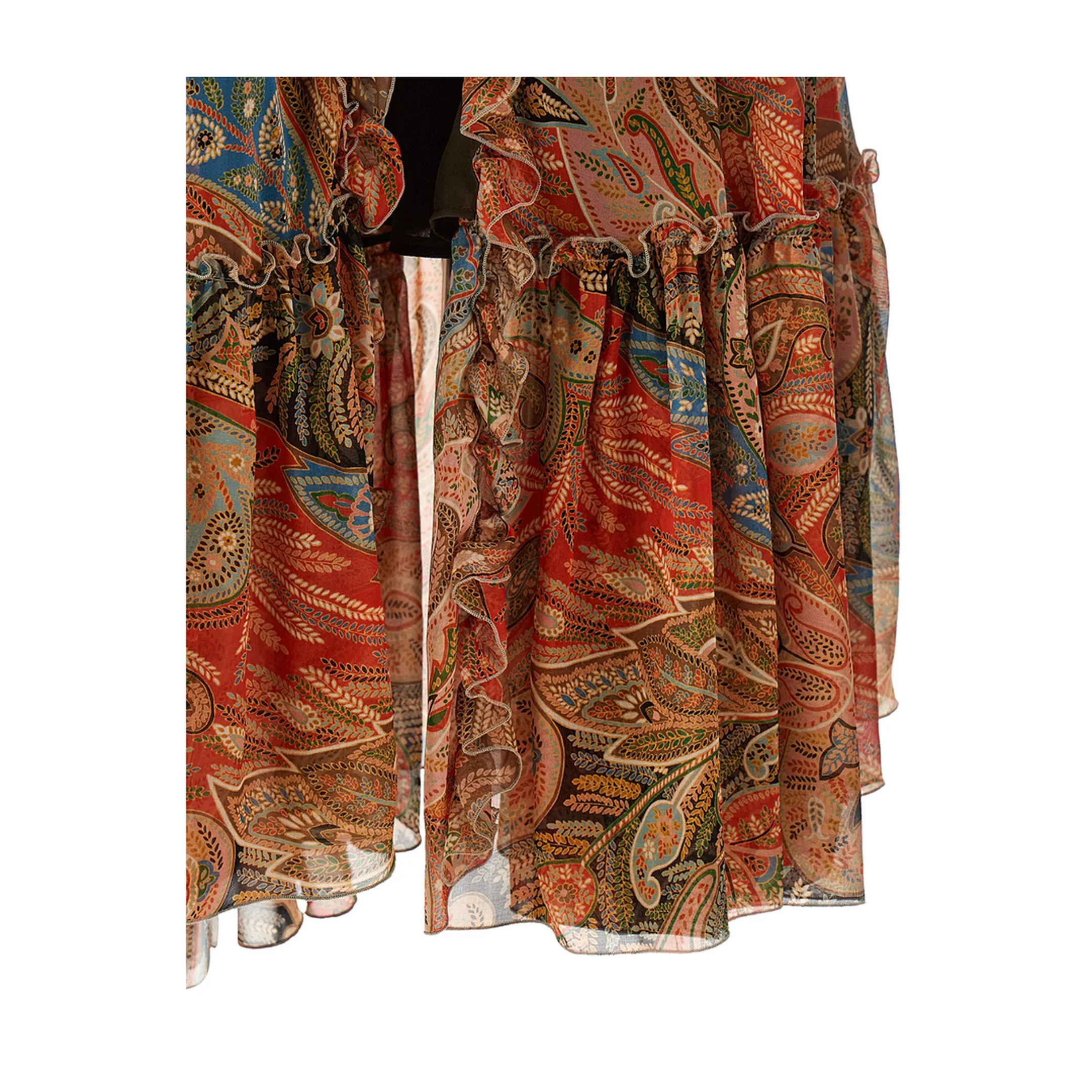 Silk Maxi Skirt with Flounce and Paisley Motif - Image 5