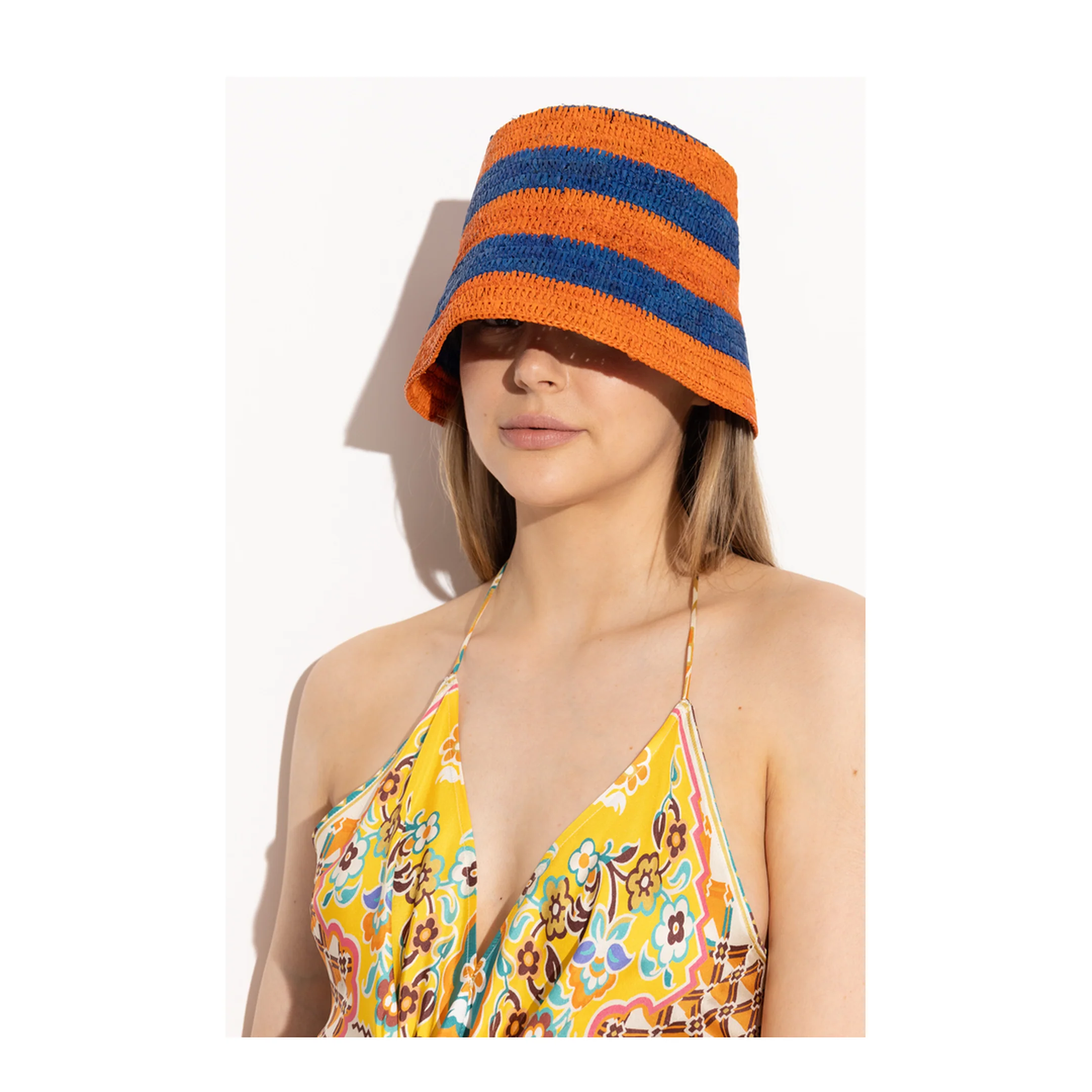 Straw Hat - Orange/Blue - Image 2