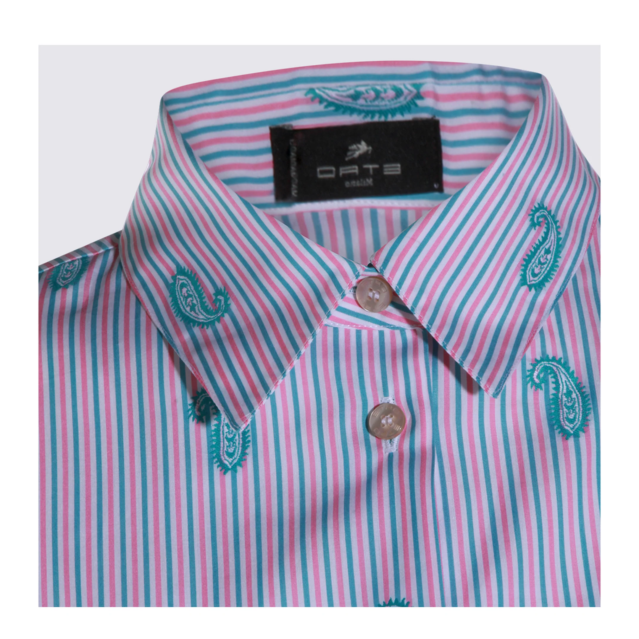 Striped Fil Coupé Paisley Cotton Jacquard Shirt - Pink - Image 3
