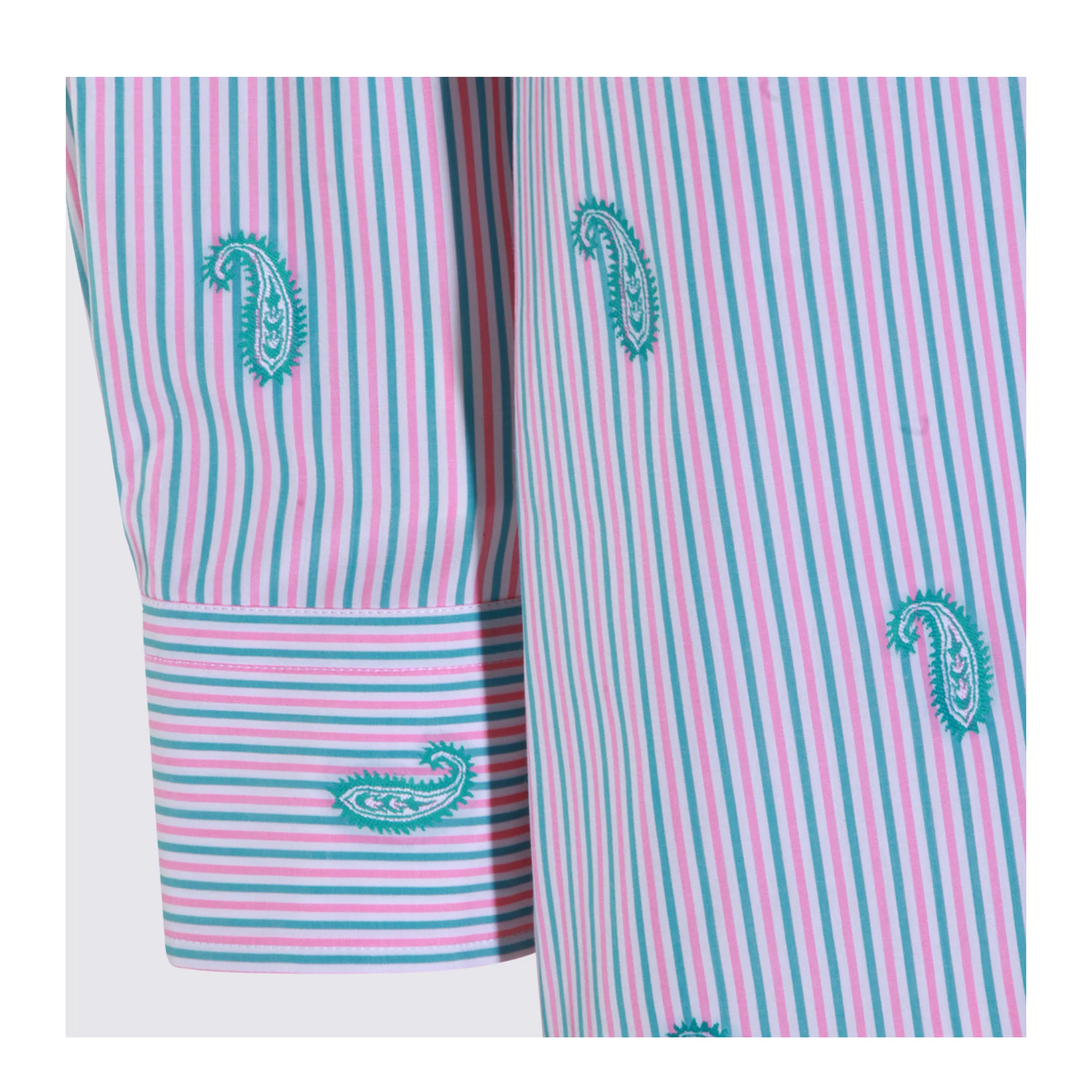 Striped Fil Coupé Paisley Cotton Jacquard Shirt - Pink - Image 4