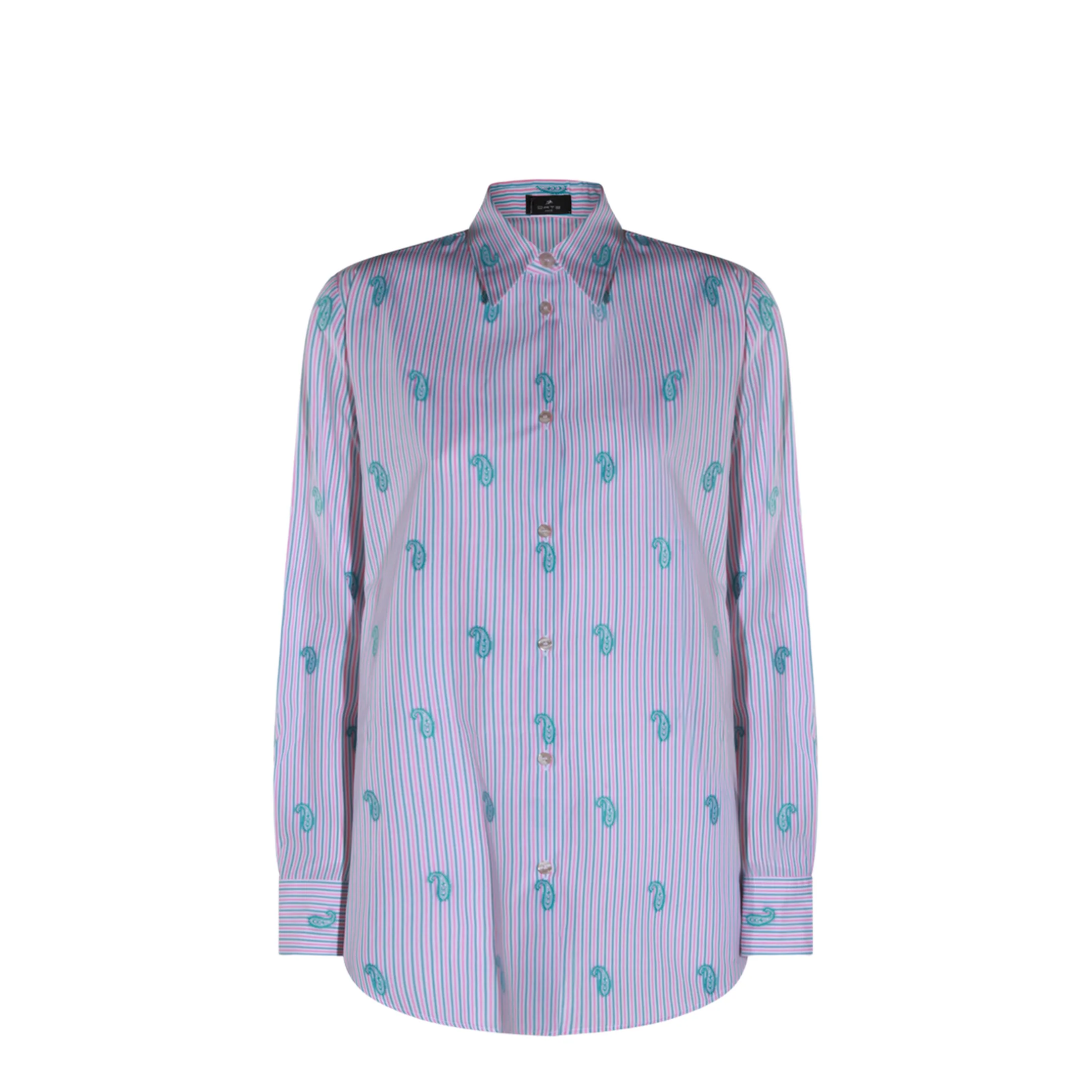 Striped Fil Coupé Paisley Cotton Jacquard Shirt - Pink - Image 5