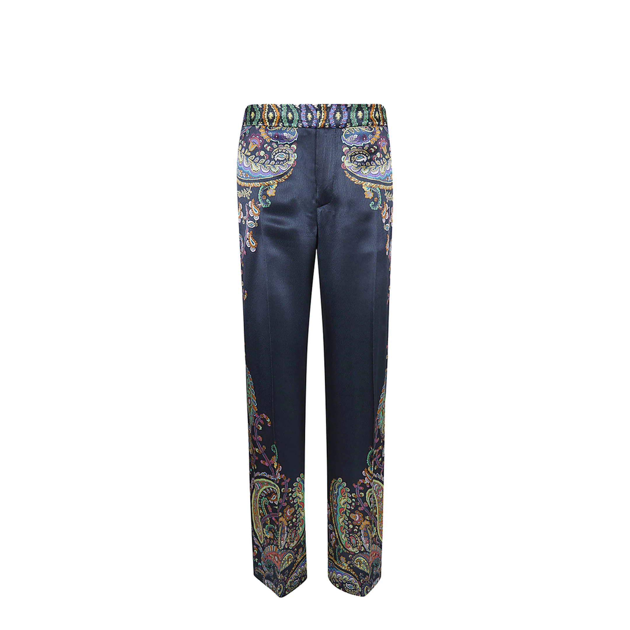 Envers Satin Fabric Wide-Leg Trousers - Multicolor