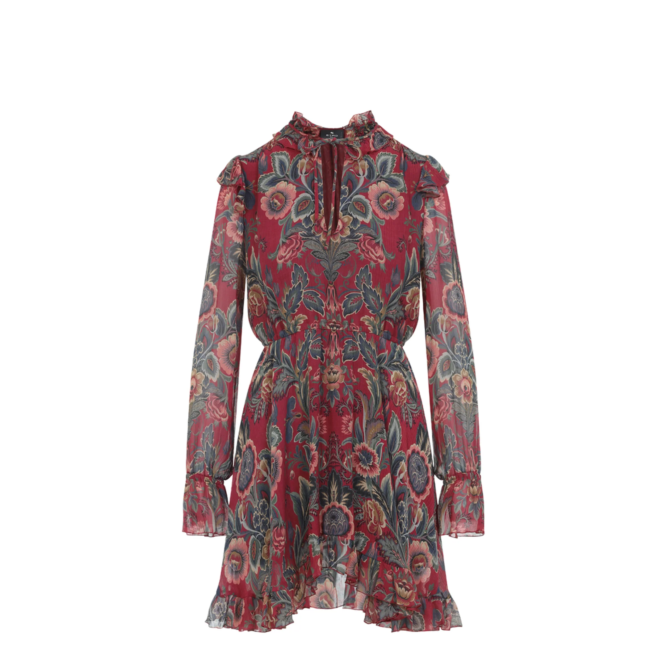 Silk Blend Mini Dress Red - Image 2