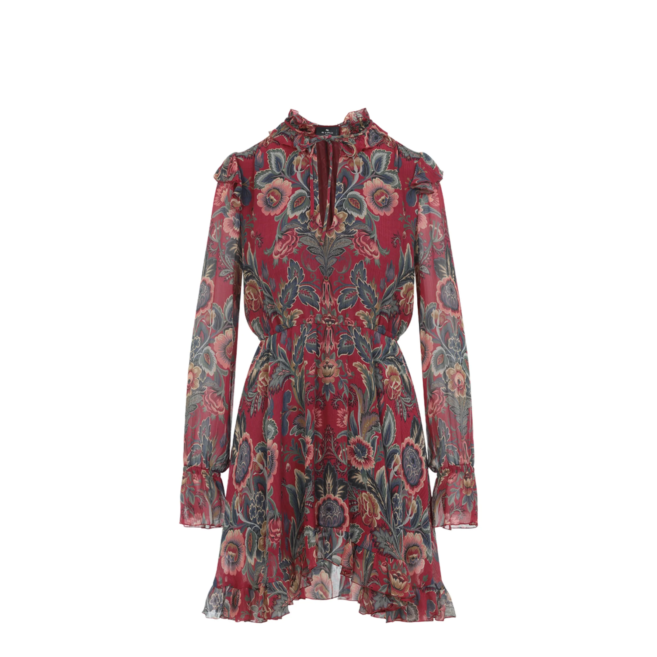 Silk Blend Mini Dress Red - Image 3